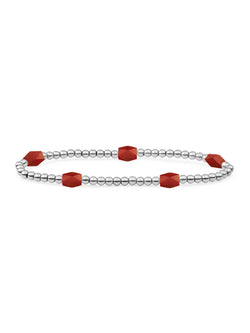 Reverse Edge Mix Armband Ruby Quartz - Rhodium Plated