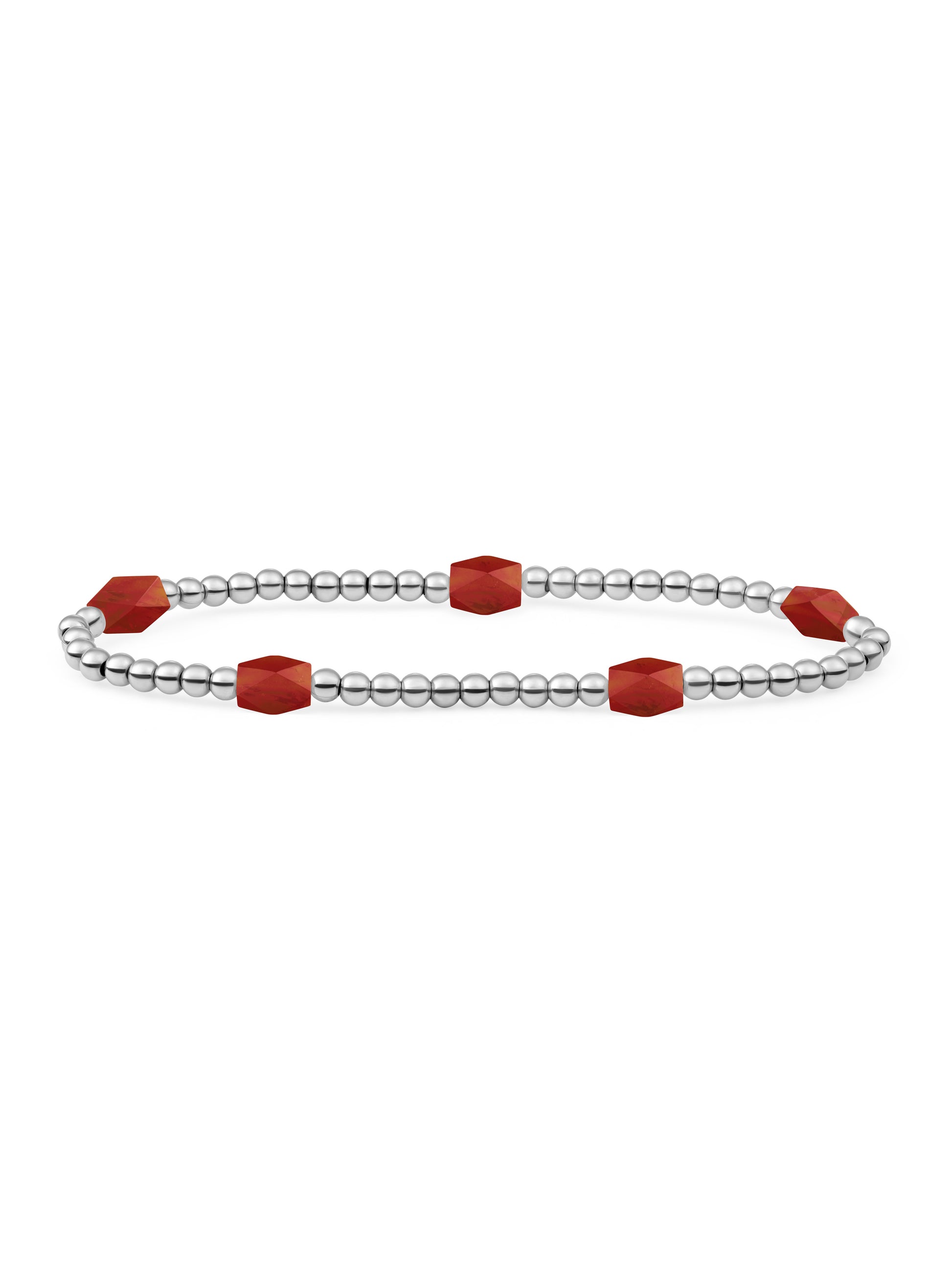 Reverse Edge Mix Armband Ruby Quartz - Rhodium Plated