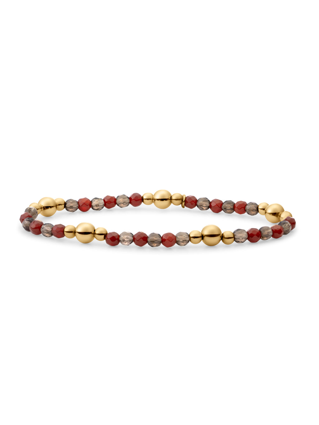 Bold Mix Armband Red Coral | Smoky Quartz - 0.00 / 0.00 / Gold Plated