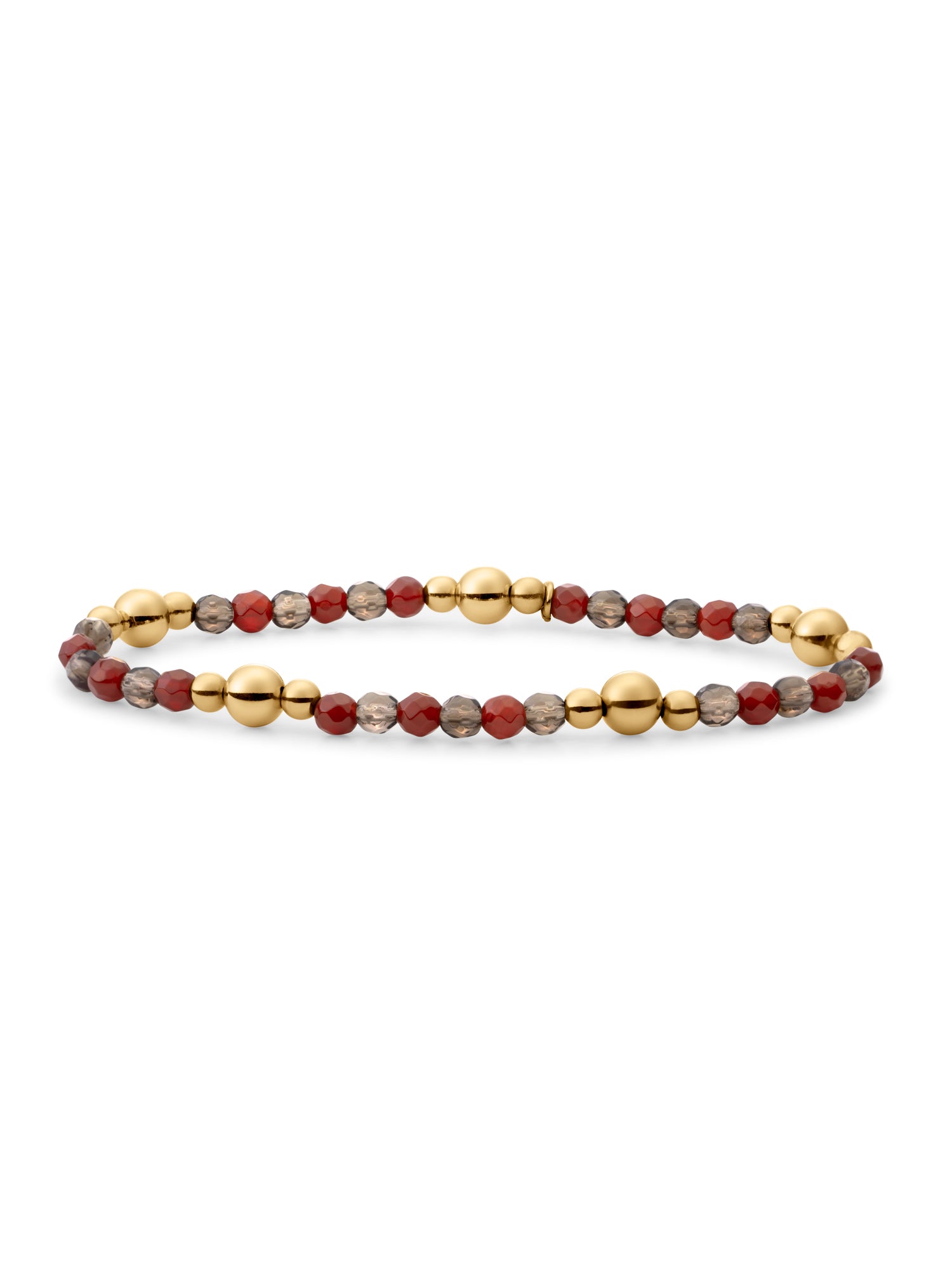 Bold Mix Armband Red Coral | Smoky Quartz - 0.00 / 0.00 / Gold Plated