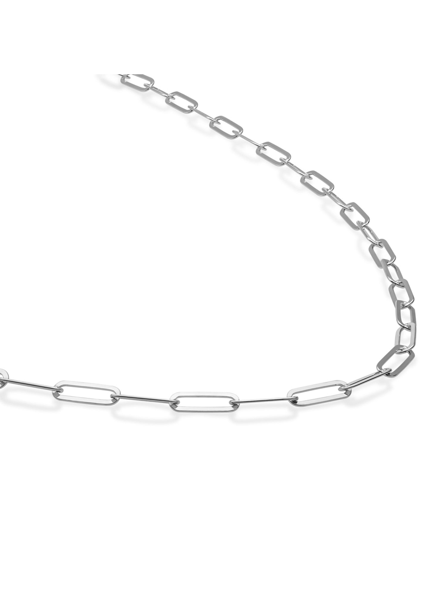 Long Link Ketting - Rhodium Plated / 45cm