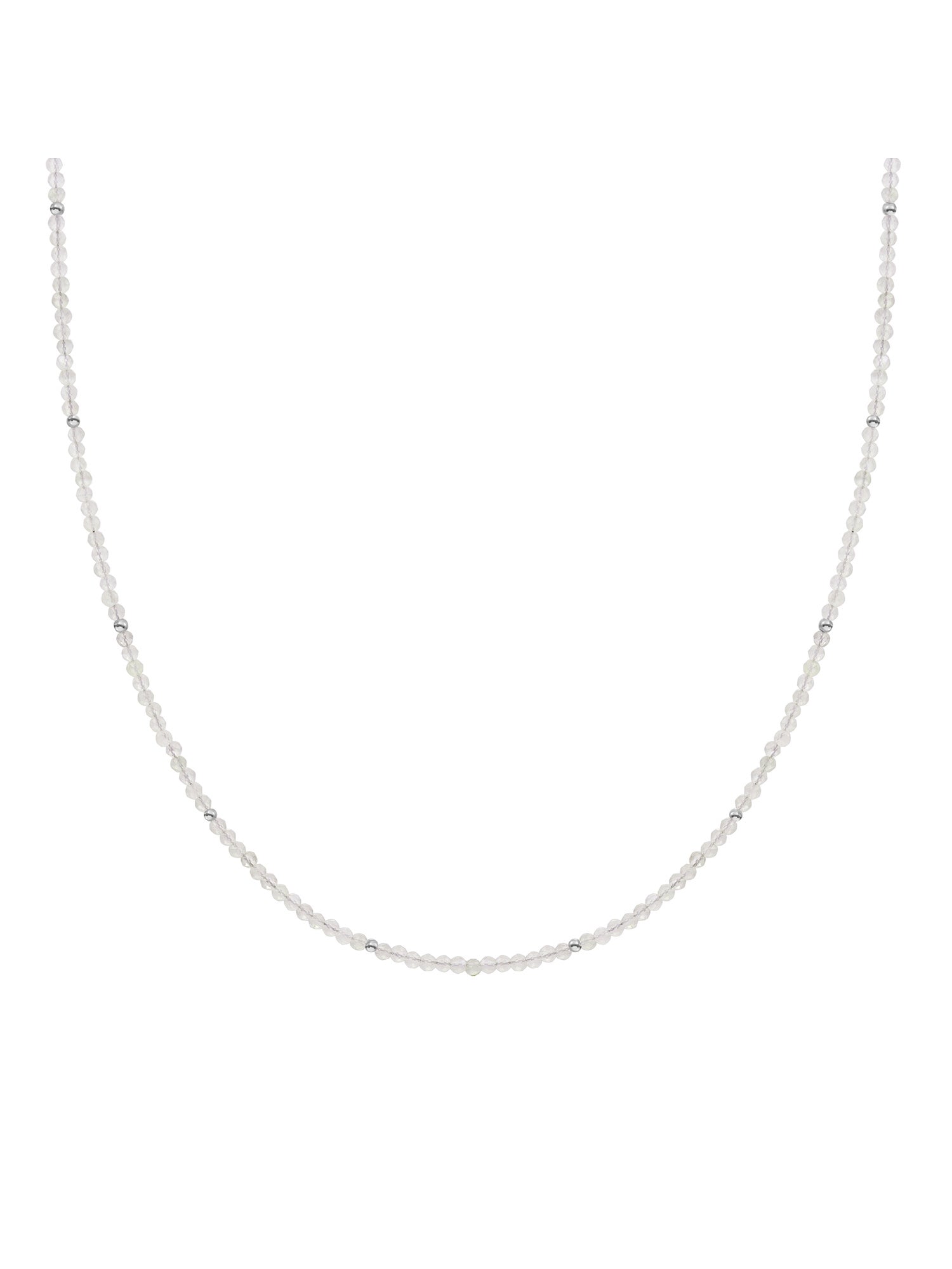 Kralen Ketting 2mm Moonstone 42cm +2cm - Rhodium Plated