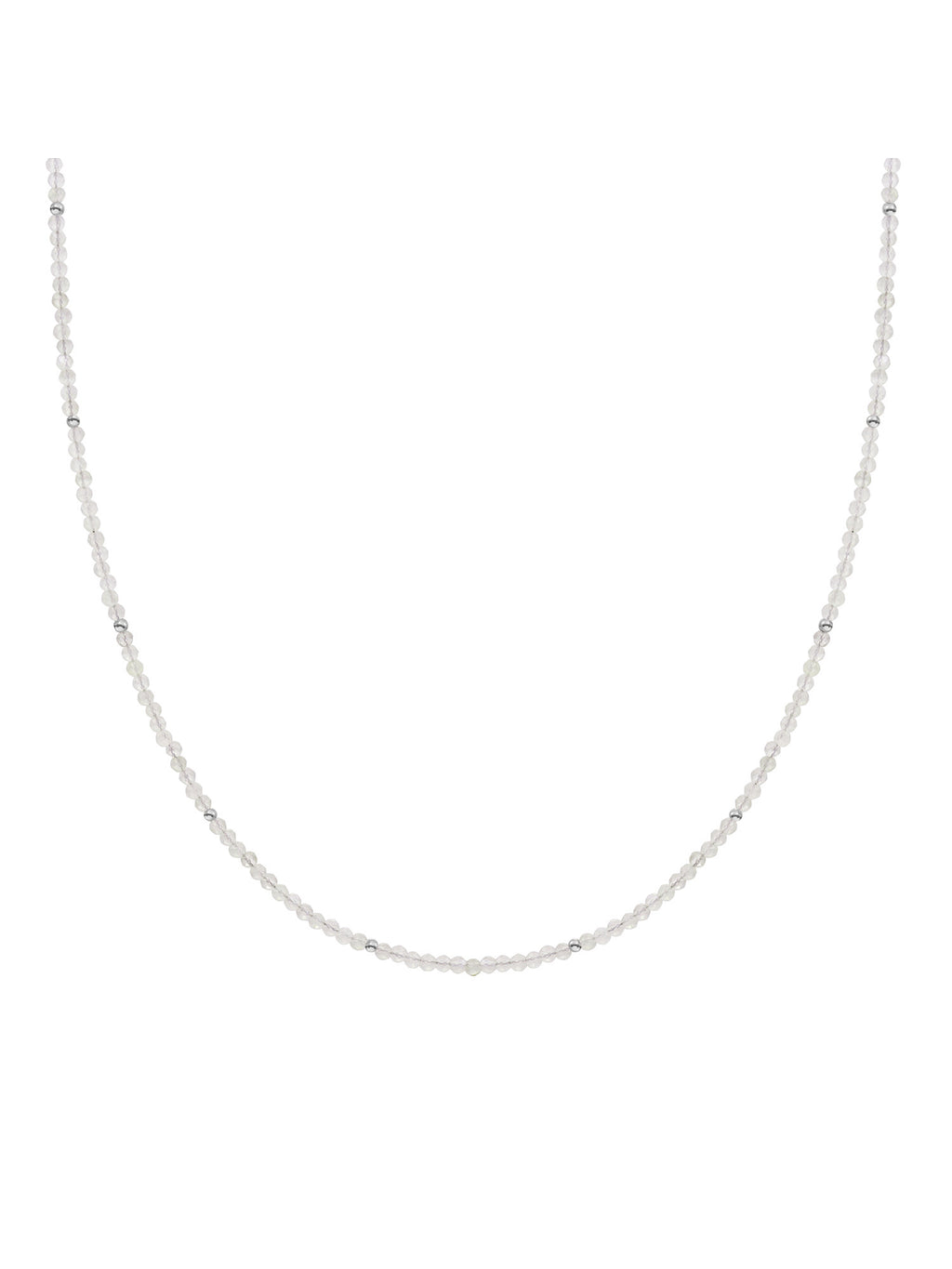 Kralen Ketting 2mm Moonstone 42cm +2cm - Rhodium Plated
