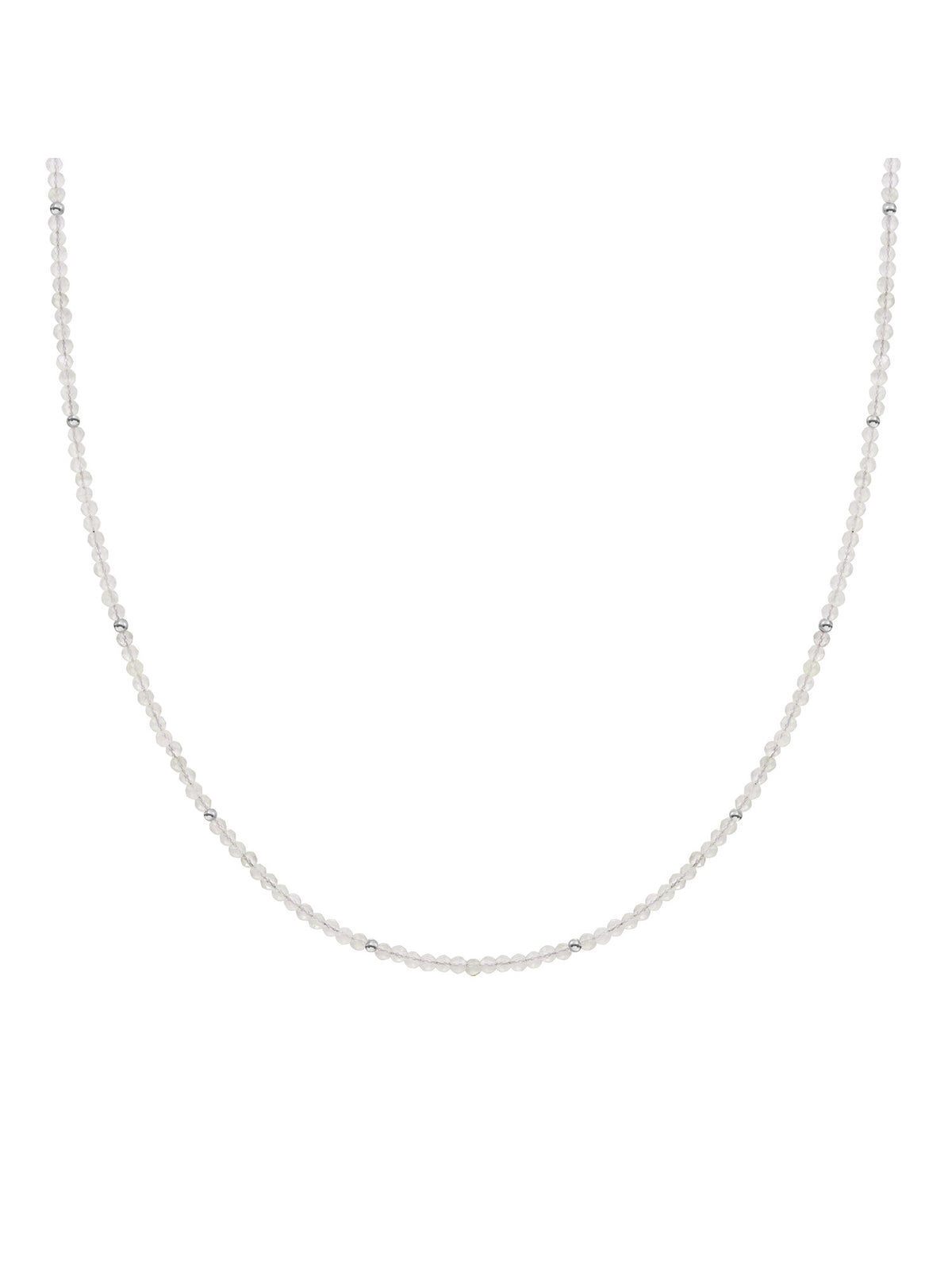 Kralen Ketting 2mm Moonstone 42cm +2cm - Rhodium Plated