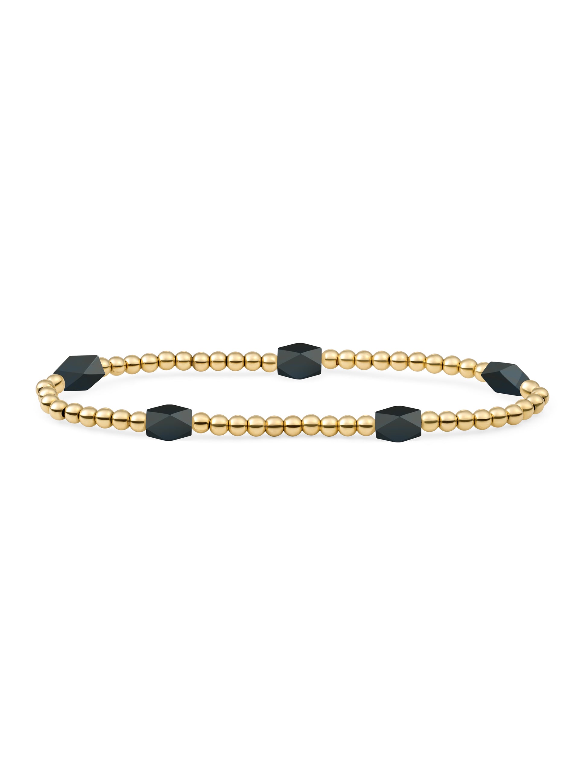 Reverse Edge Mix Armband Onyx - Gold Plated