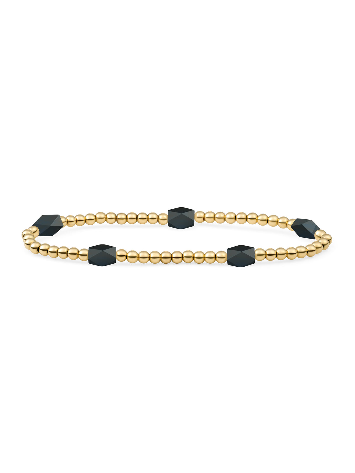 Reverse Edge Mix Armband Onyx - Gold Plated