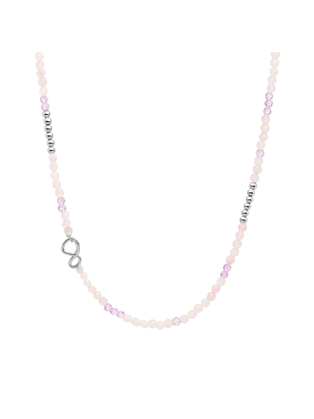 Link Ketting Rose Quartz | Violet Quartz - Rhodium Plated