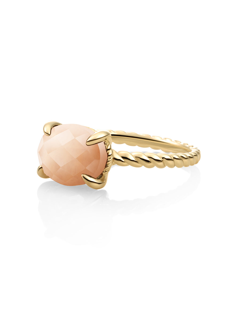 Twist Ring Peach Rhodonite 9K Goud - 60
