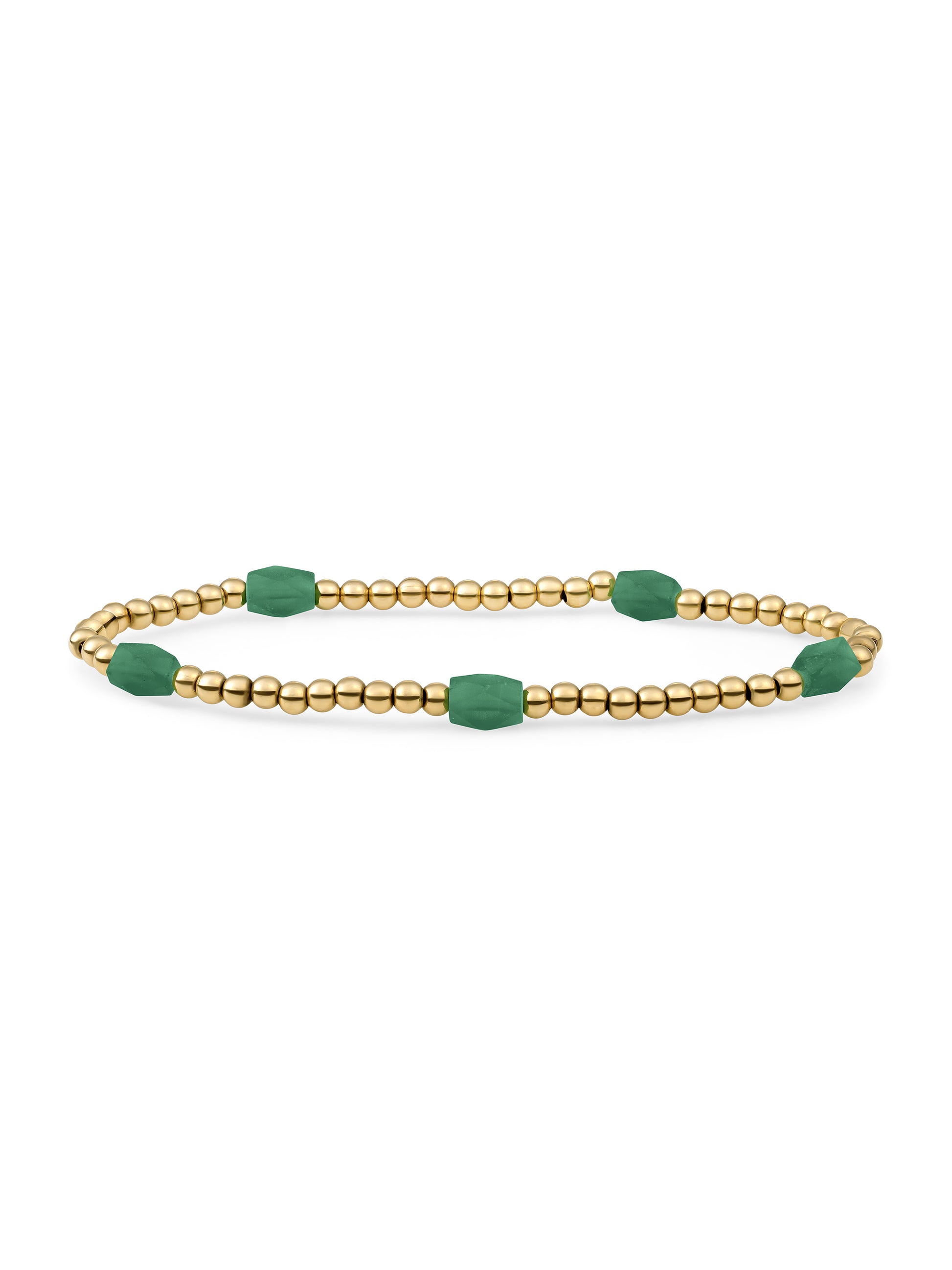 Reverse Edge Mix Armband Green Onyx - Gold Plated