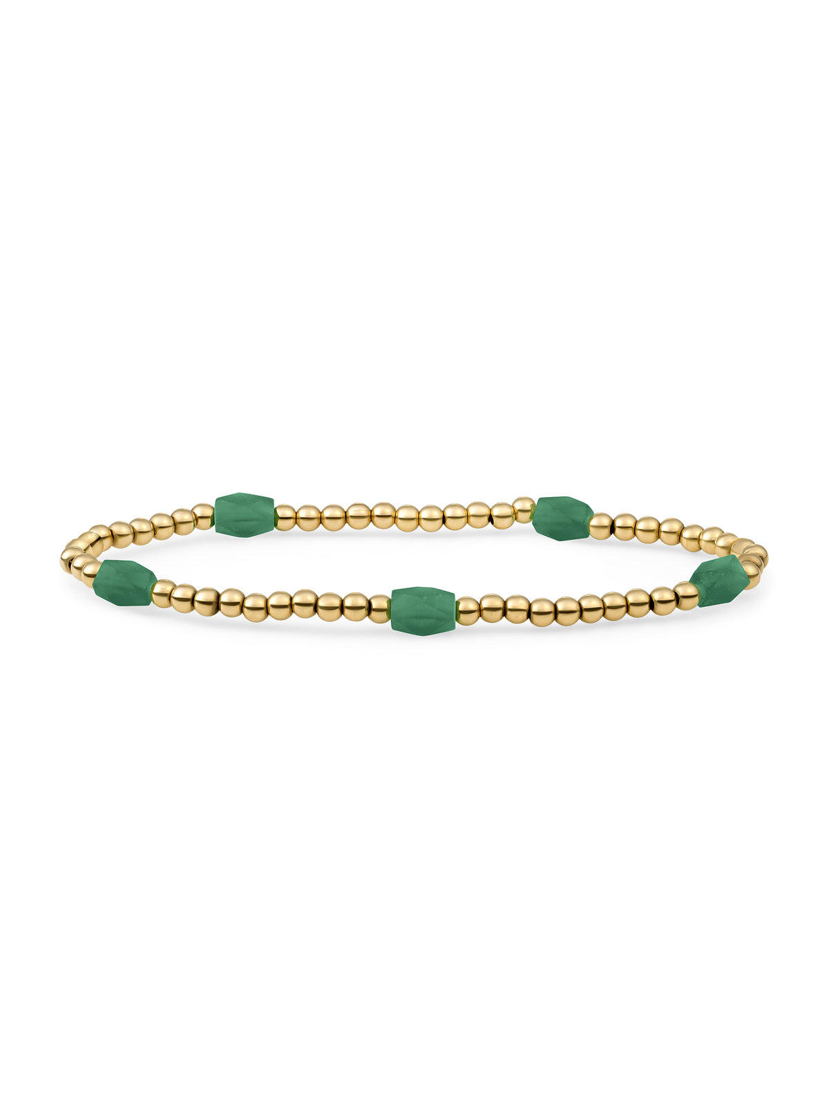 Reverse Edge Mix Armband Green Onyx - Gold Plated