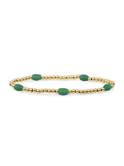 Reverse Edge Mix Armband Green Onyx - Gold Plated