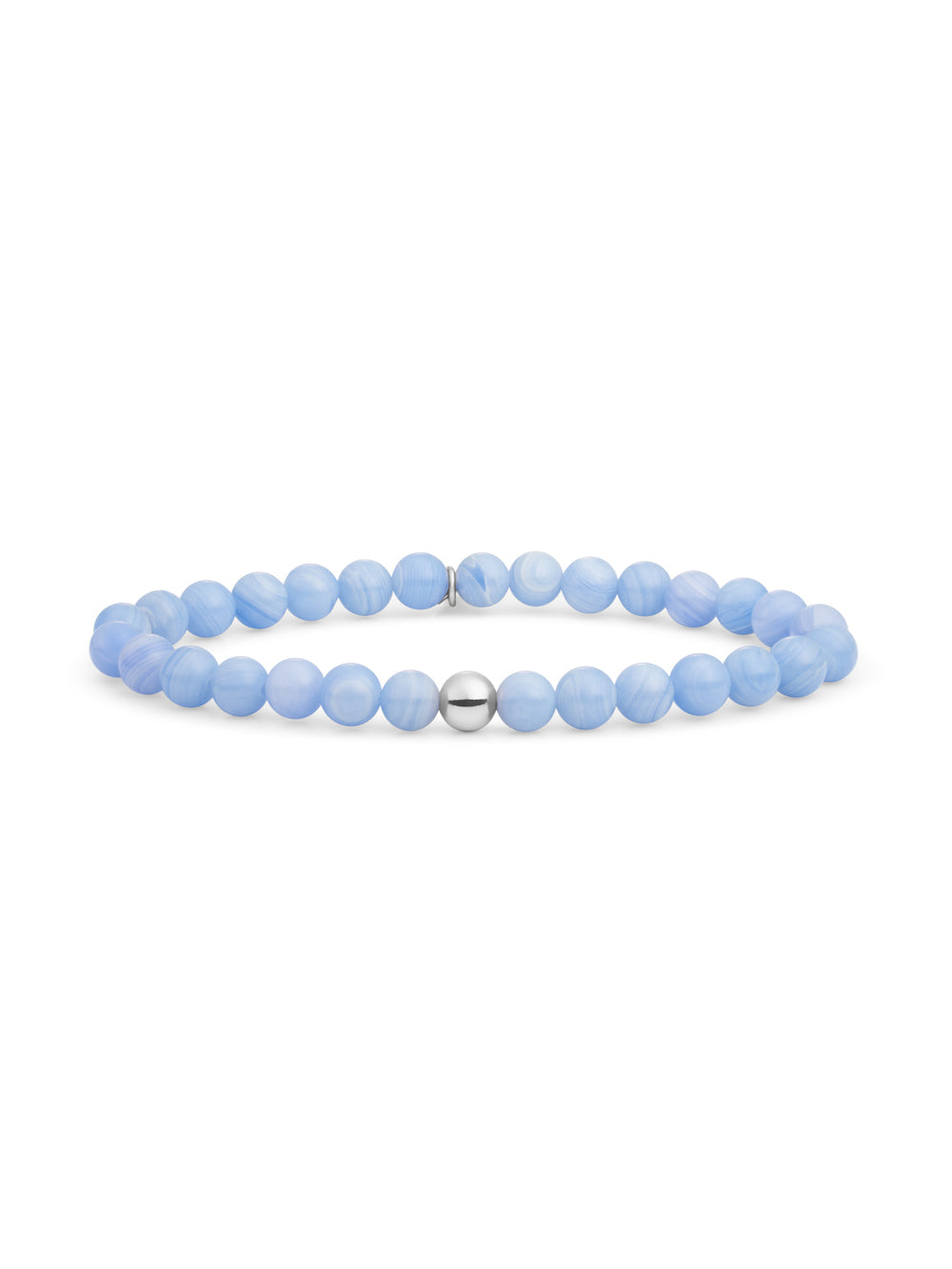Saturn Armband Large Blue Lace Agate - Rhodium Plated