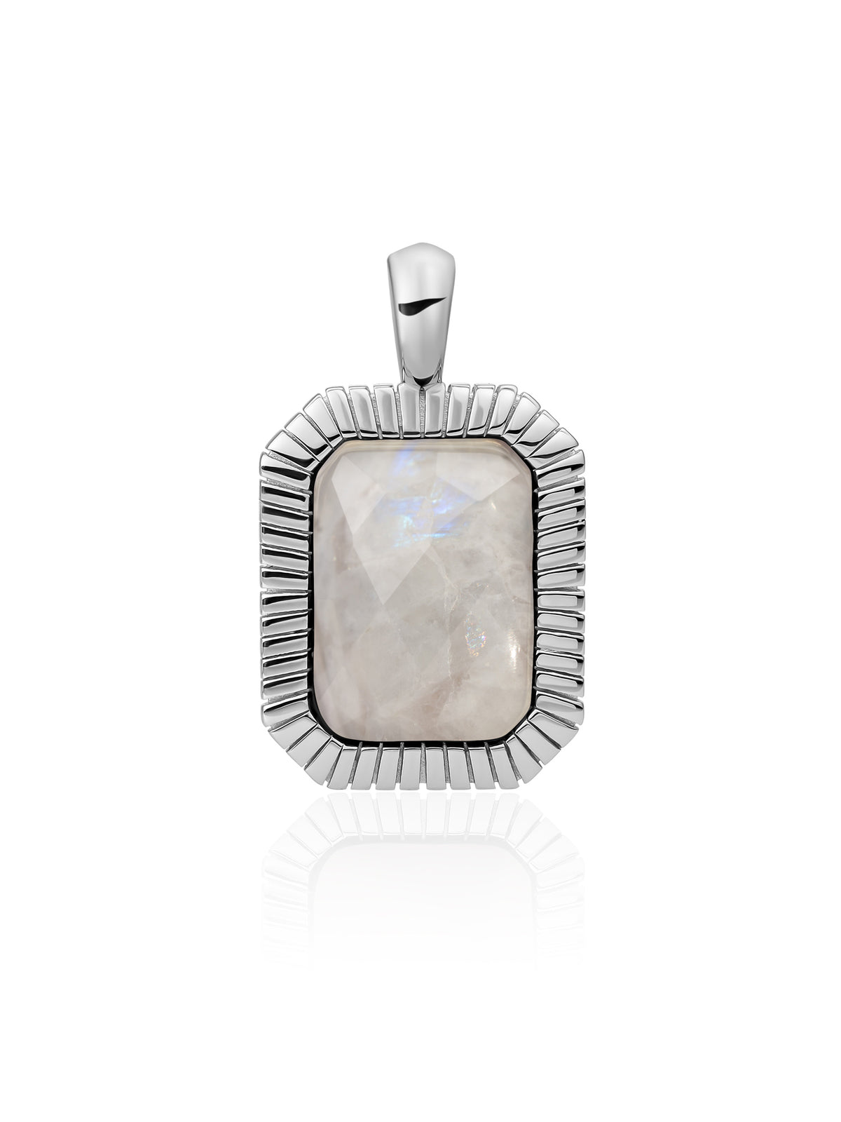 Baguette Pendant Moonstone - Rhodium Plated