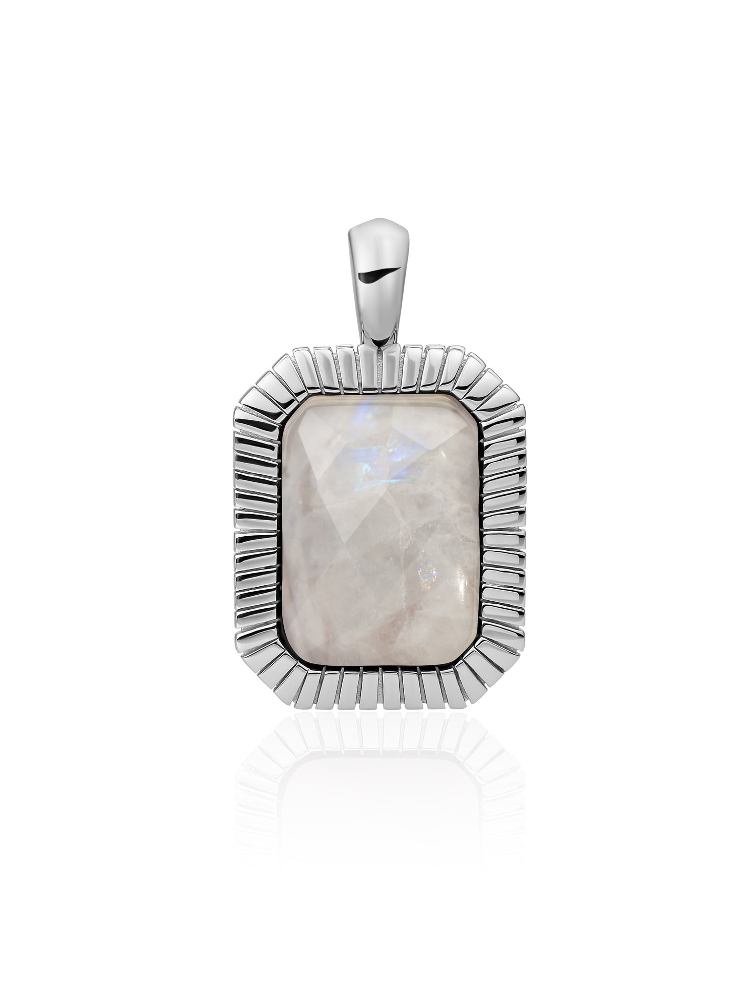 Baguette Pendant Moonstone - Rhodium Plated