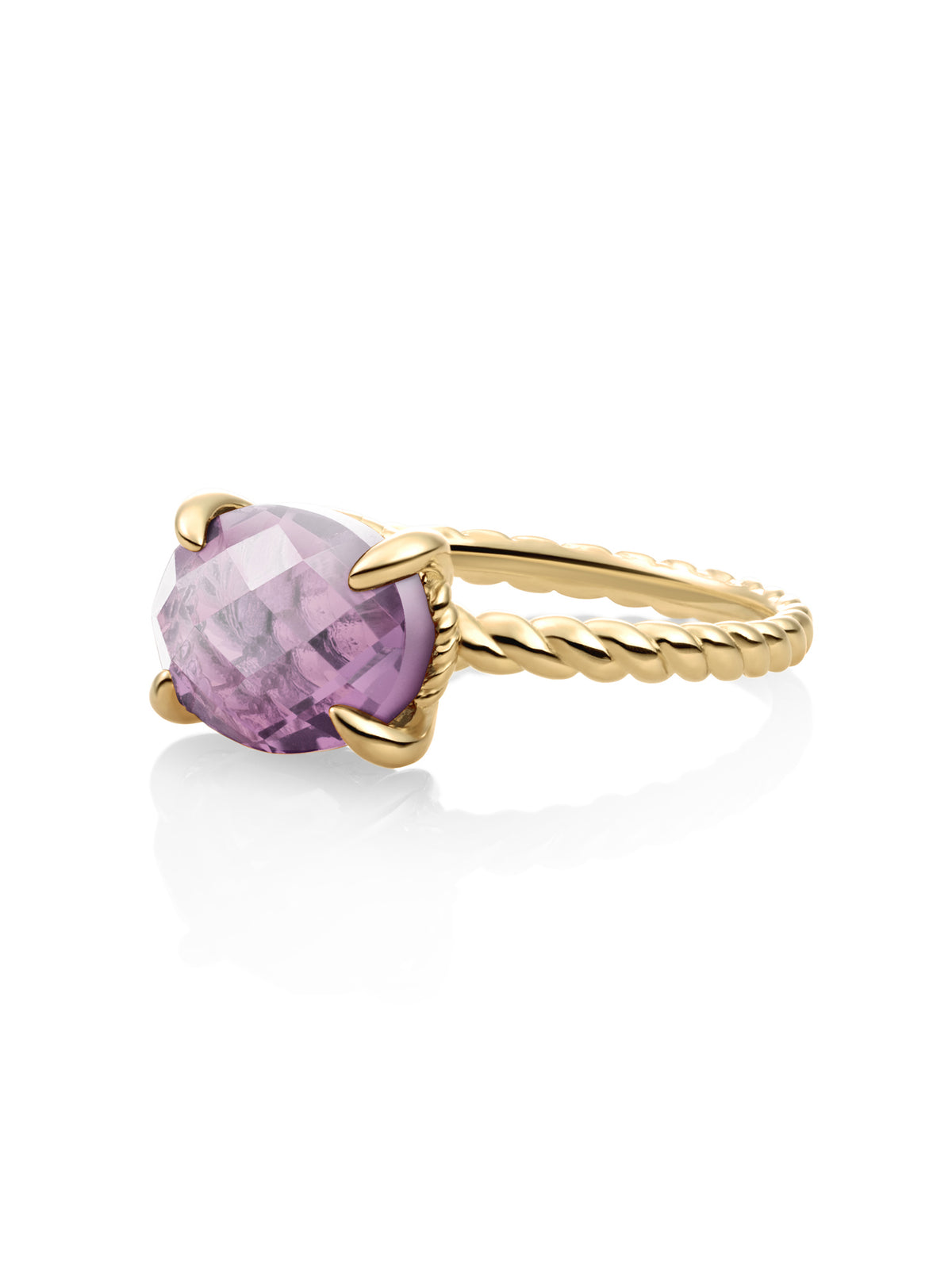 Twist Ring Aubergine Quartz 9K Goud - 50