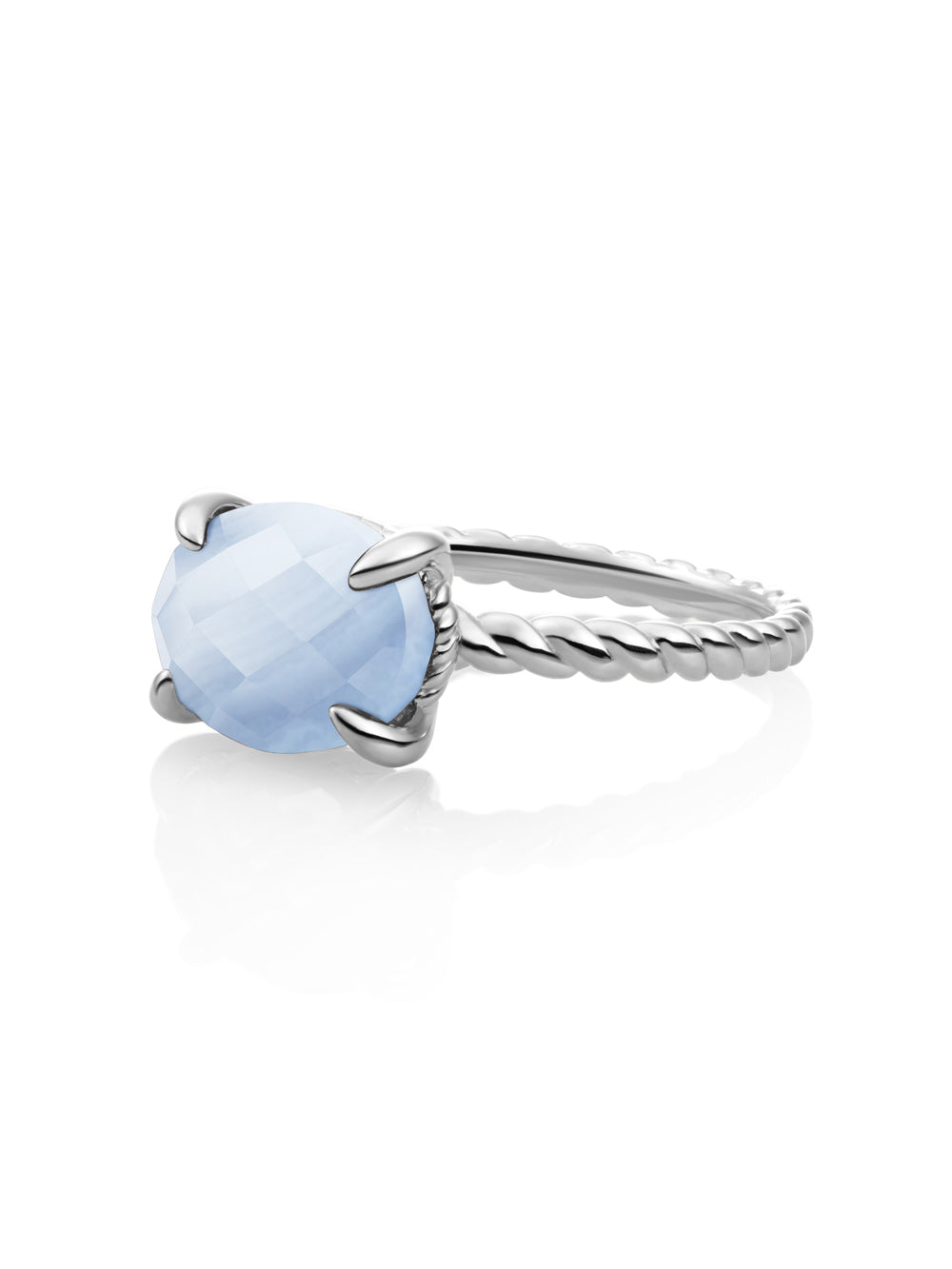 Twist Ring Blue Lace Agate Zilver - 54