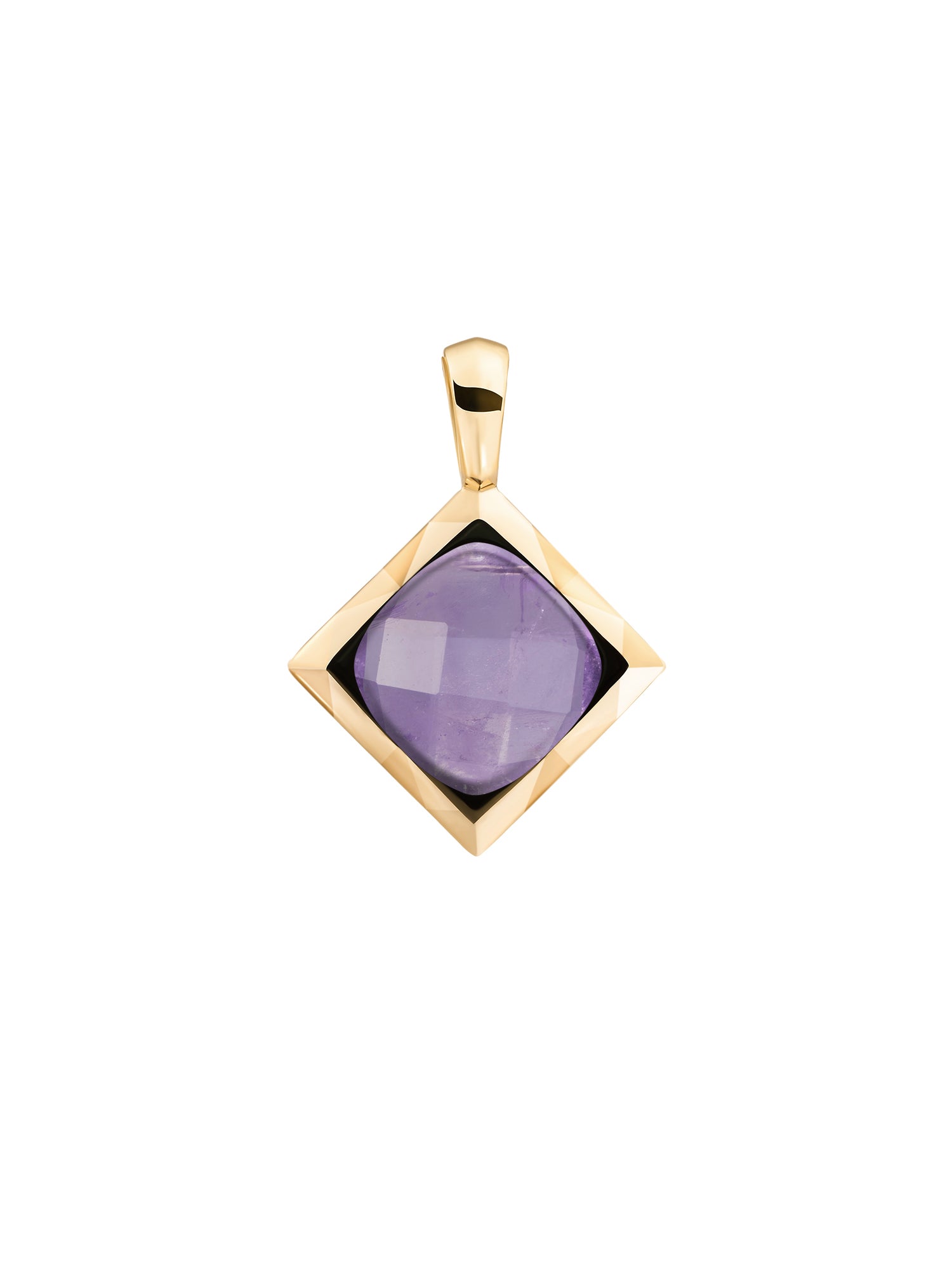 Cushion Cut Pendant Amethyst - Gold Plated