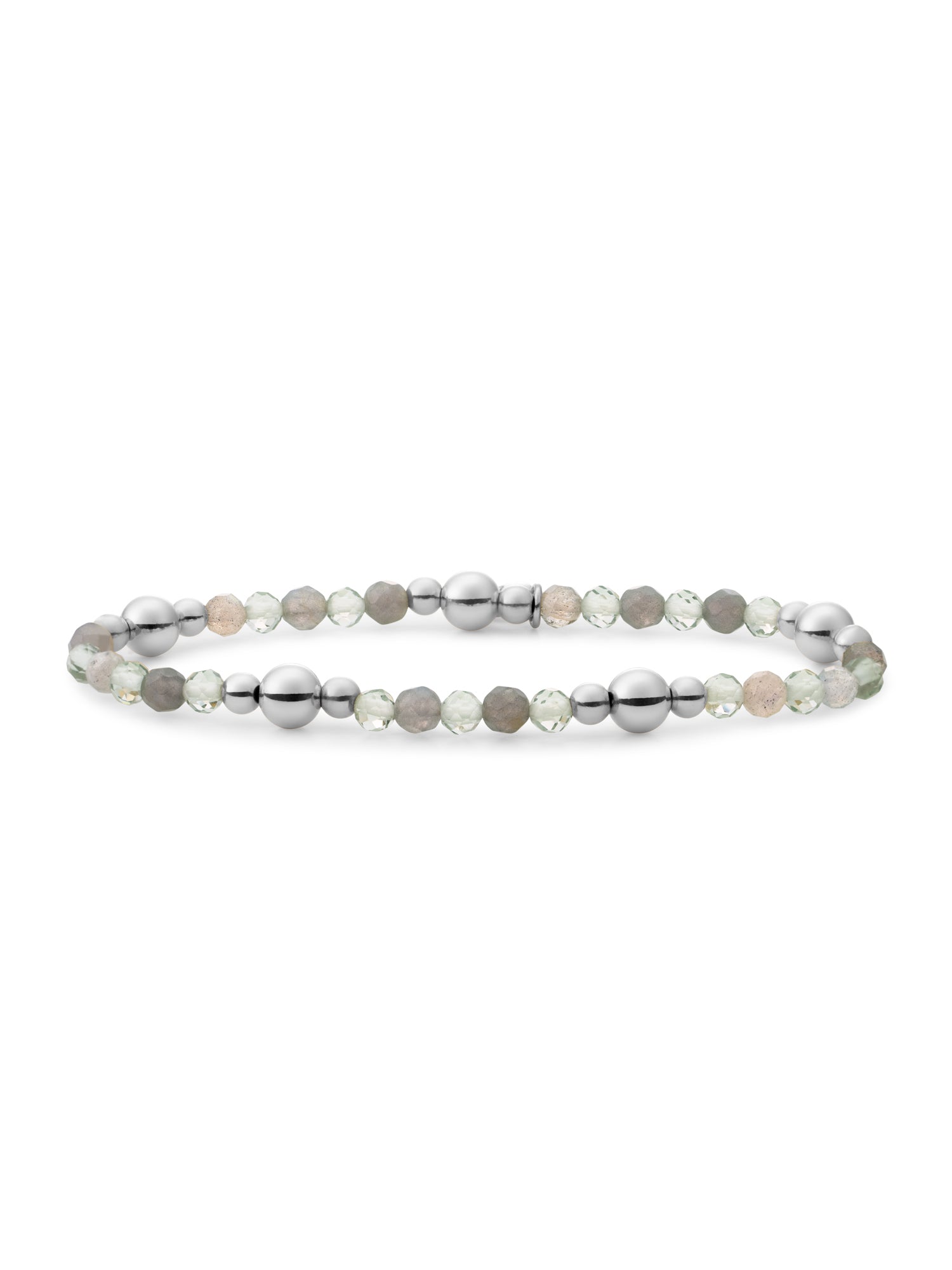 Bold Mix Armband Labradorite | Green Amethyst - Rhodium Plated
