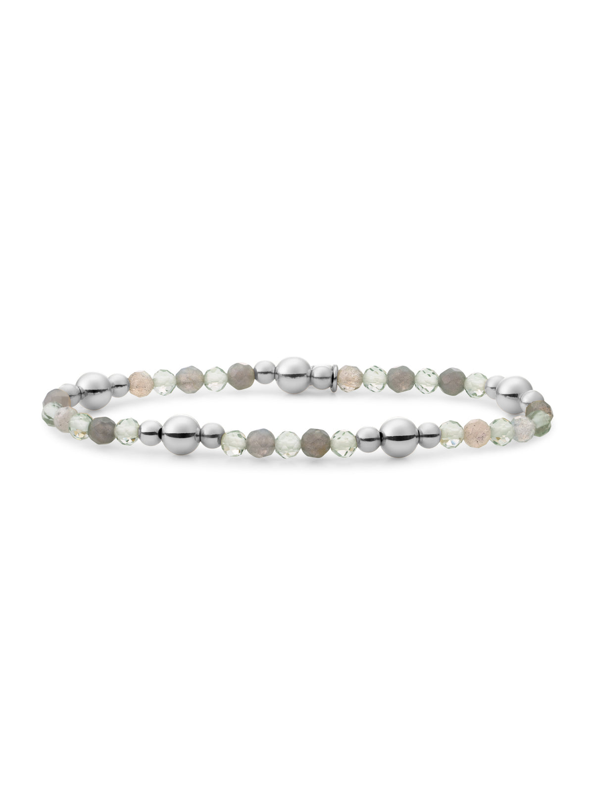 Bold Mix Armband Labradorite | Green Amethyst - Rhodium Plated
