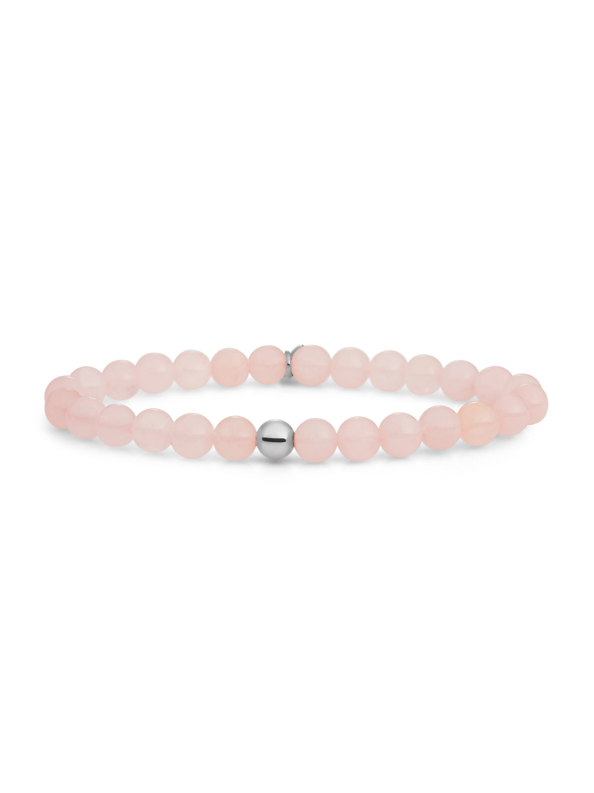 Saturn Armband Large Rose Quartz - Rhodium Plated