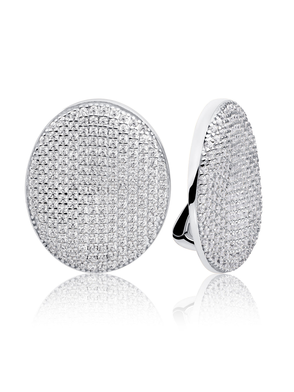 Fuse Push Back oorbellen Zirconia - Rhodium Plated