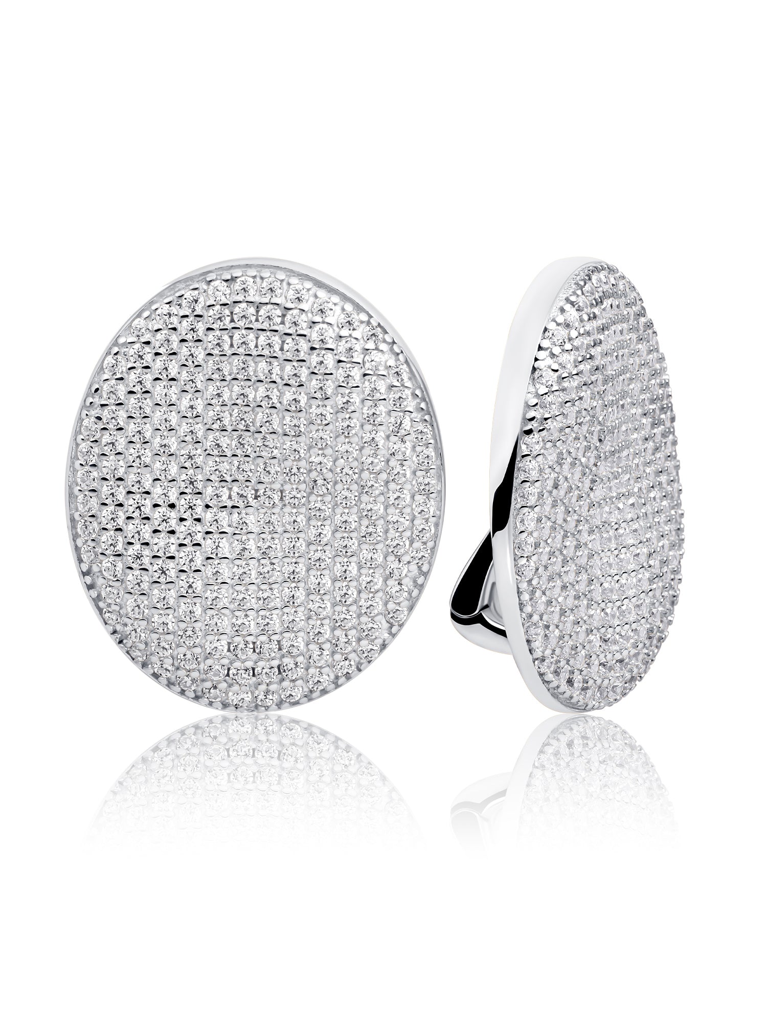 Fuse Push Back oorbellen Zirconia - Rhodium Plated