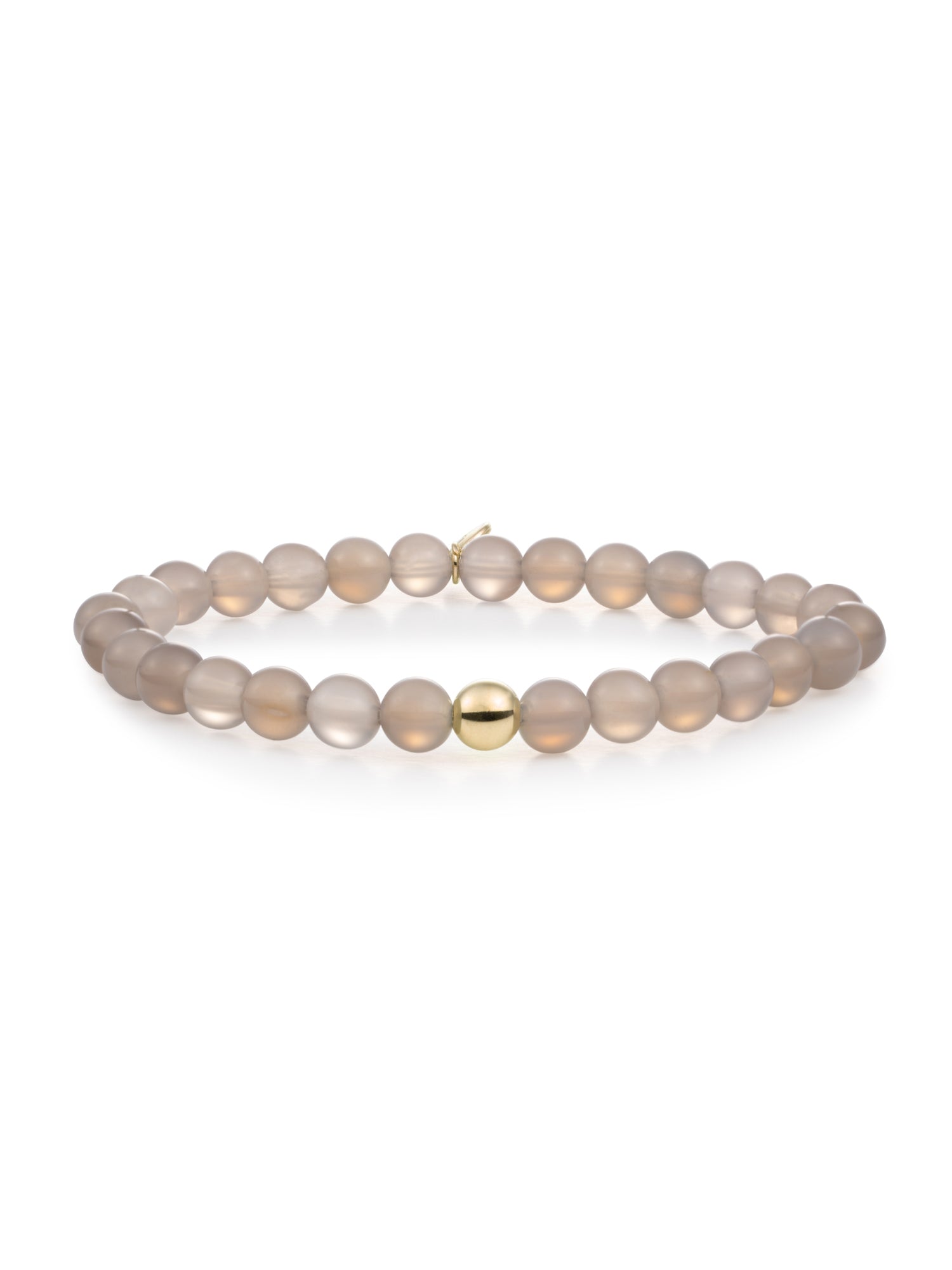 Saturn Armband Large Grey Agate - Gold Plated