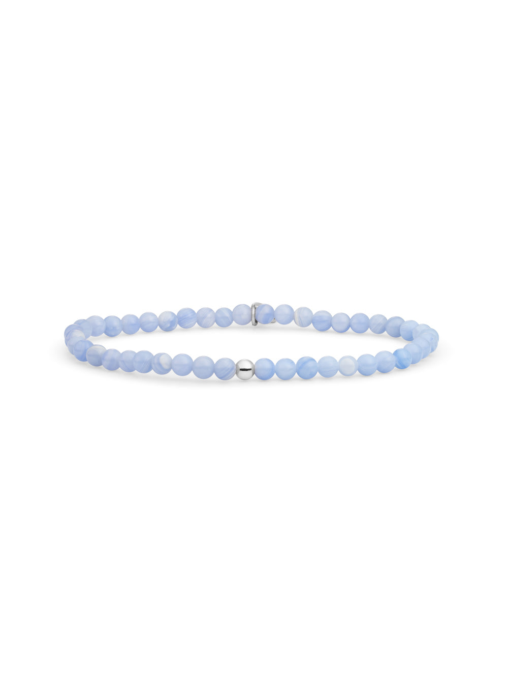 Saturn Armband Small Blue Lace Agate - Rhodium Plated