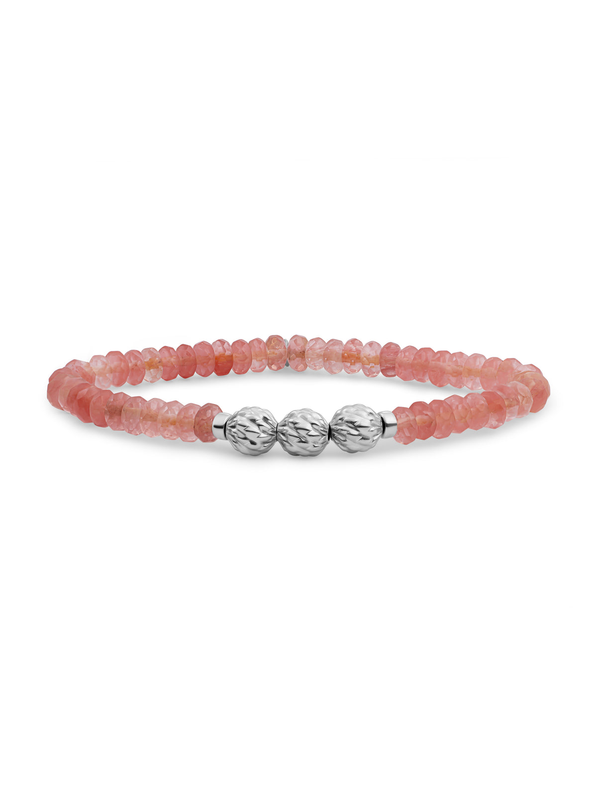 Fuse Beads Armband Cherry Quartz - Rhodium Plated