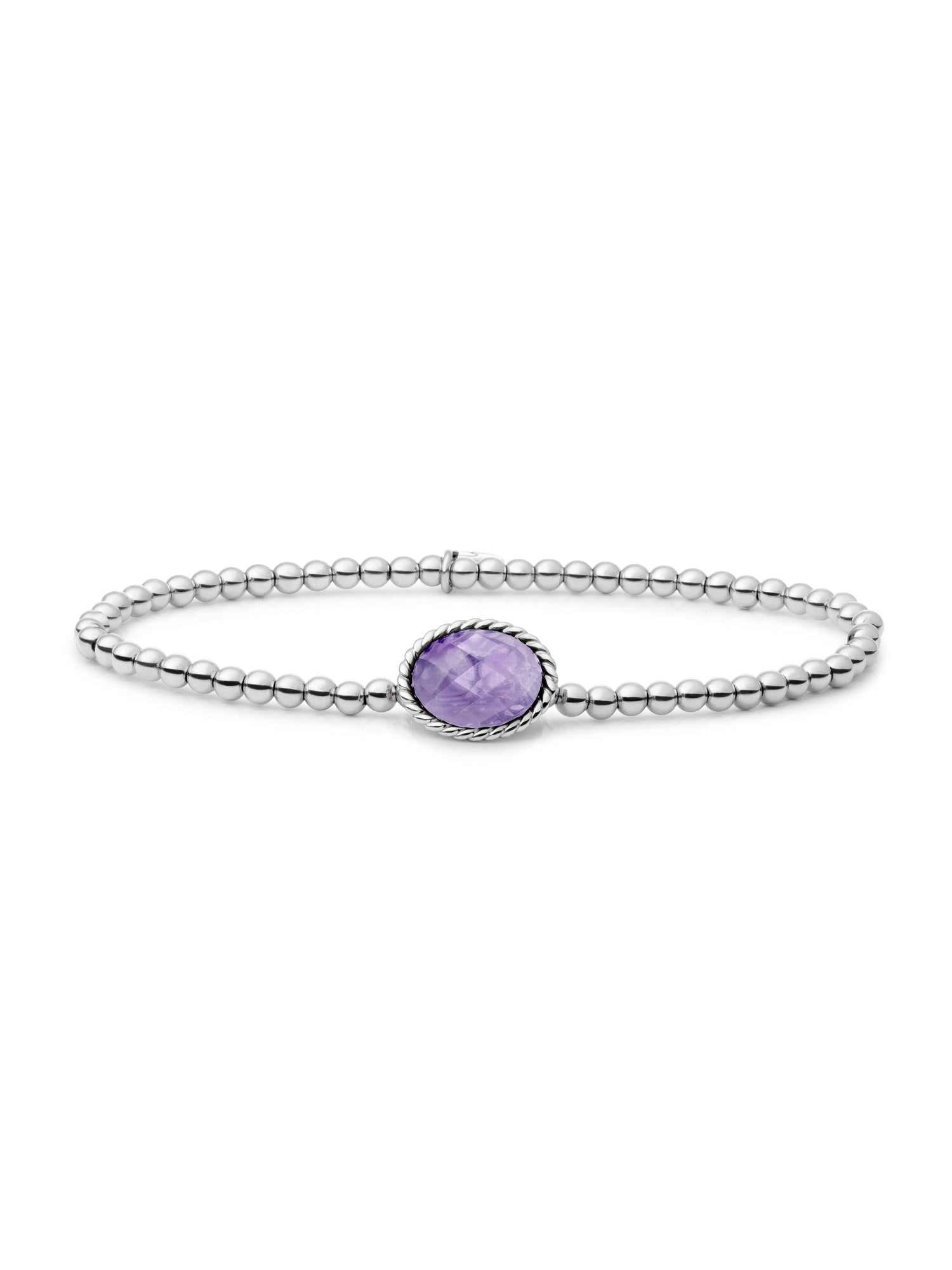 Twist Armband Amethyst - Rhodium Plated
