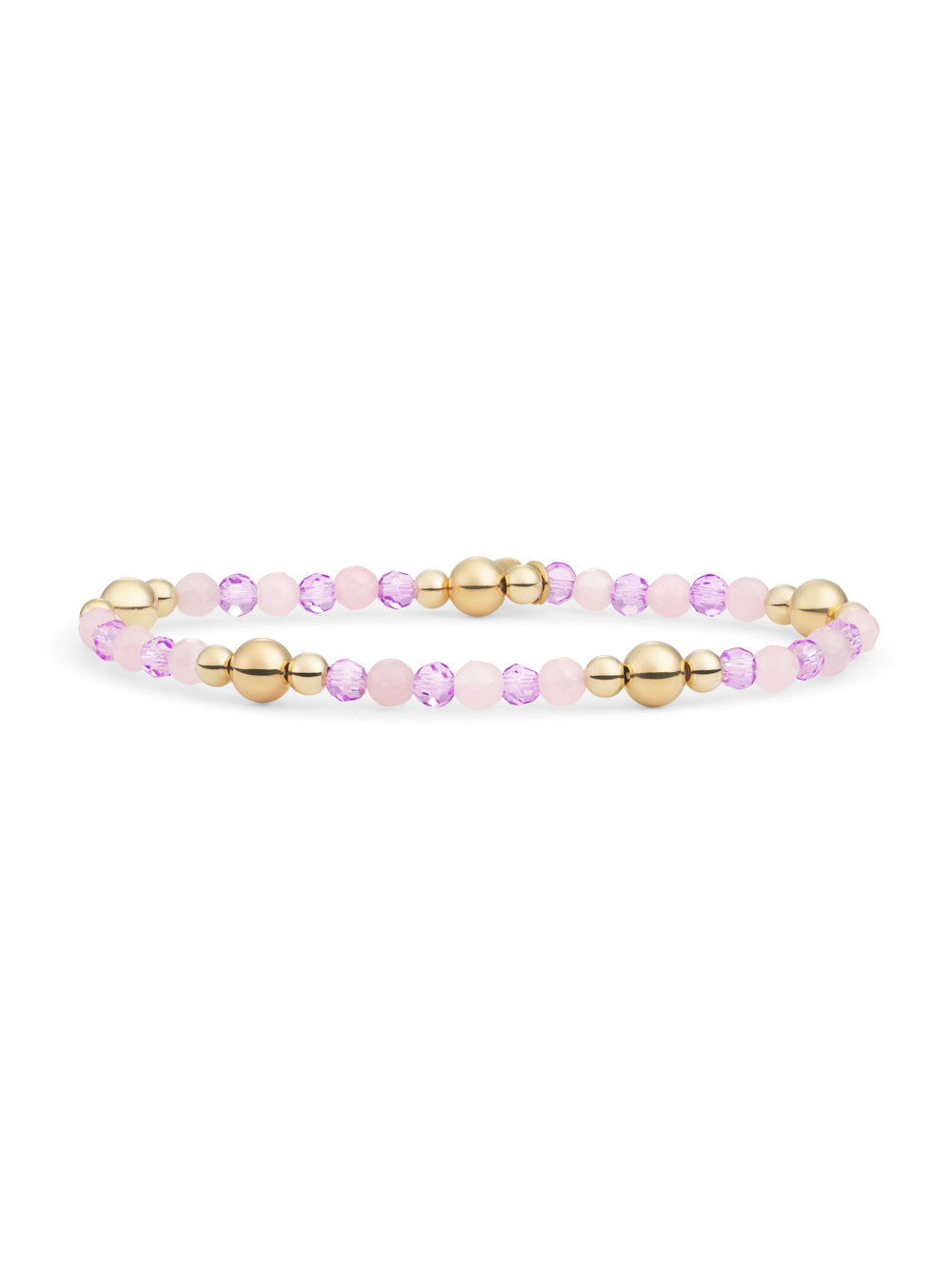Bold Mix Armband Rose Quartz | Violet Quartz - Gold Plated