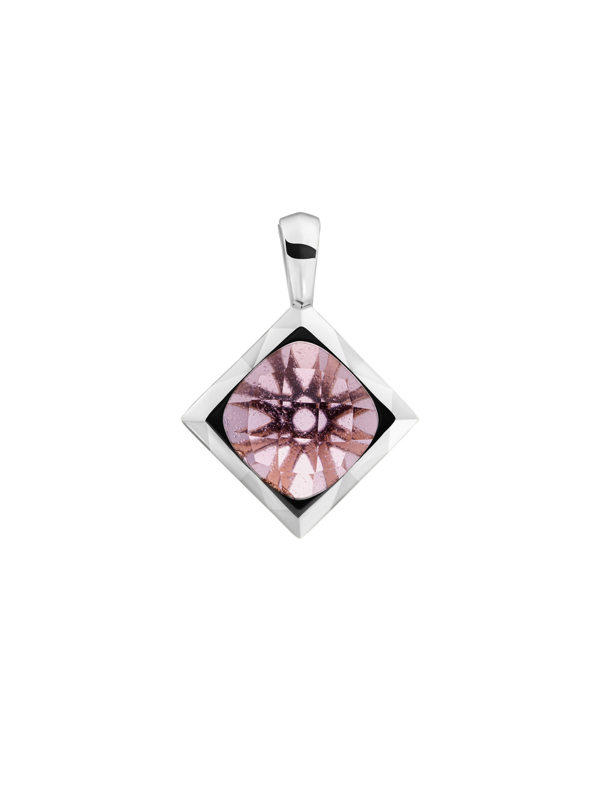 Cushion Cut Pendant Aubergine Quartz - Rhodium Plated