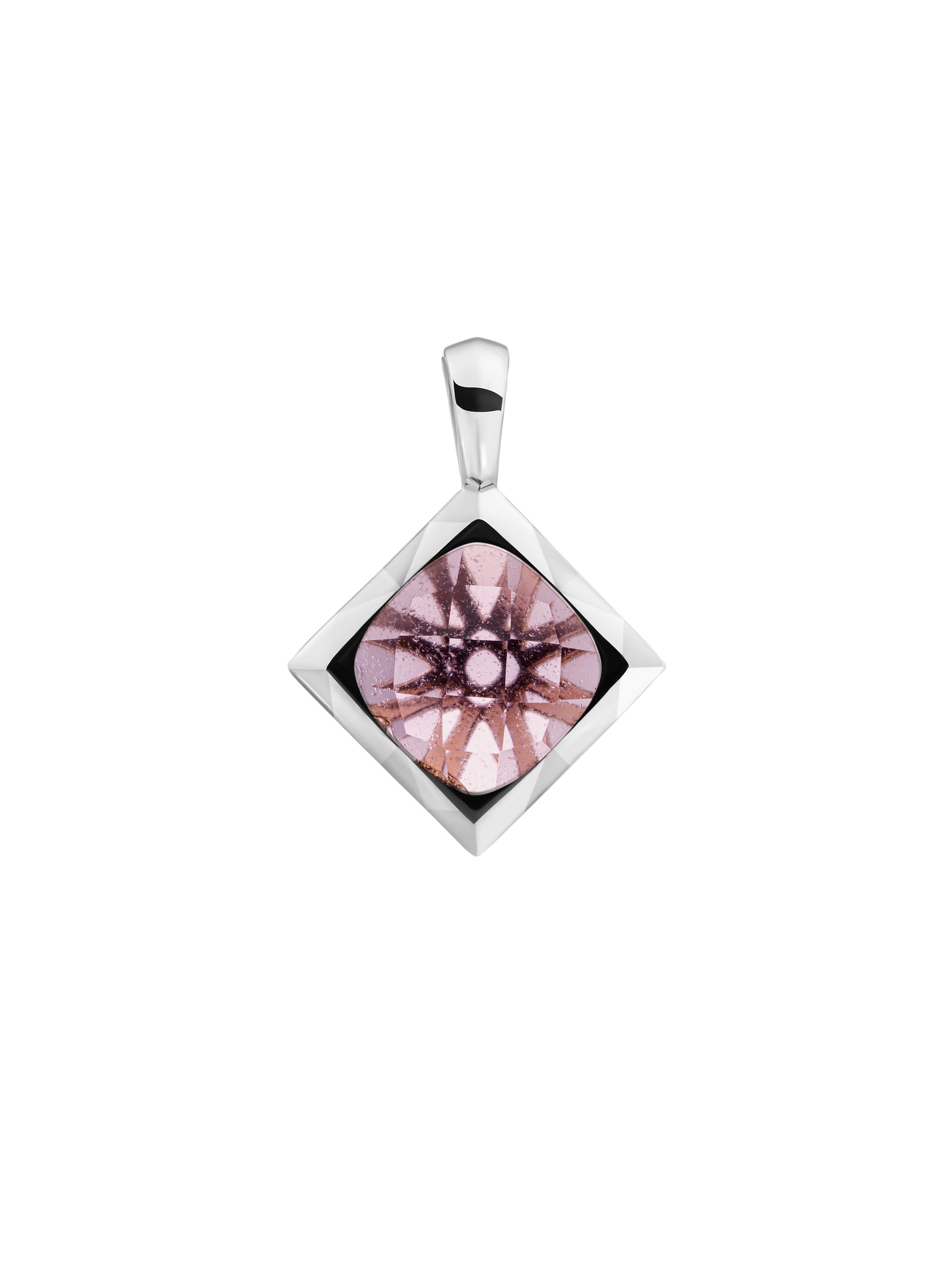 Cushion Cut Pendant Aubergine Quartz - Rhodium Plated