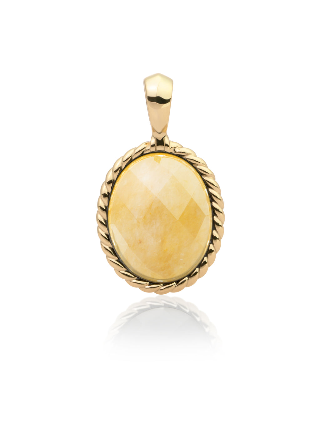 Twist Pendant Yellow Jade - 0.00 / 0.00 / Rhodium Plated