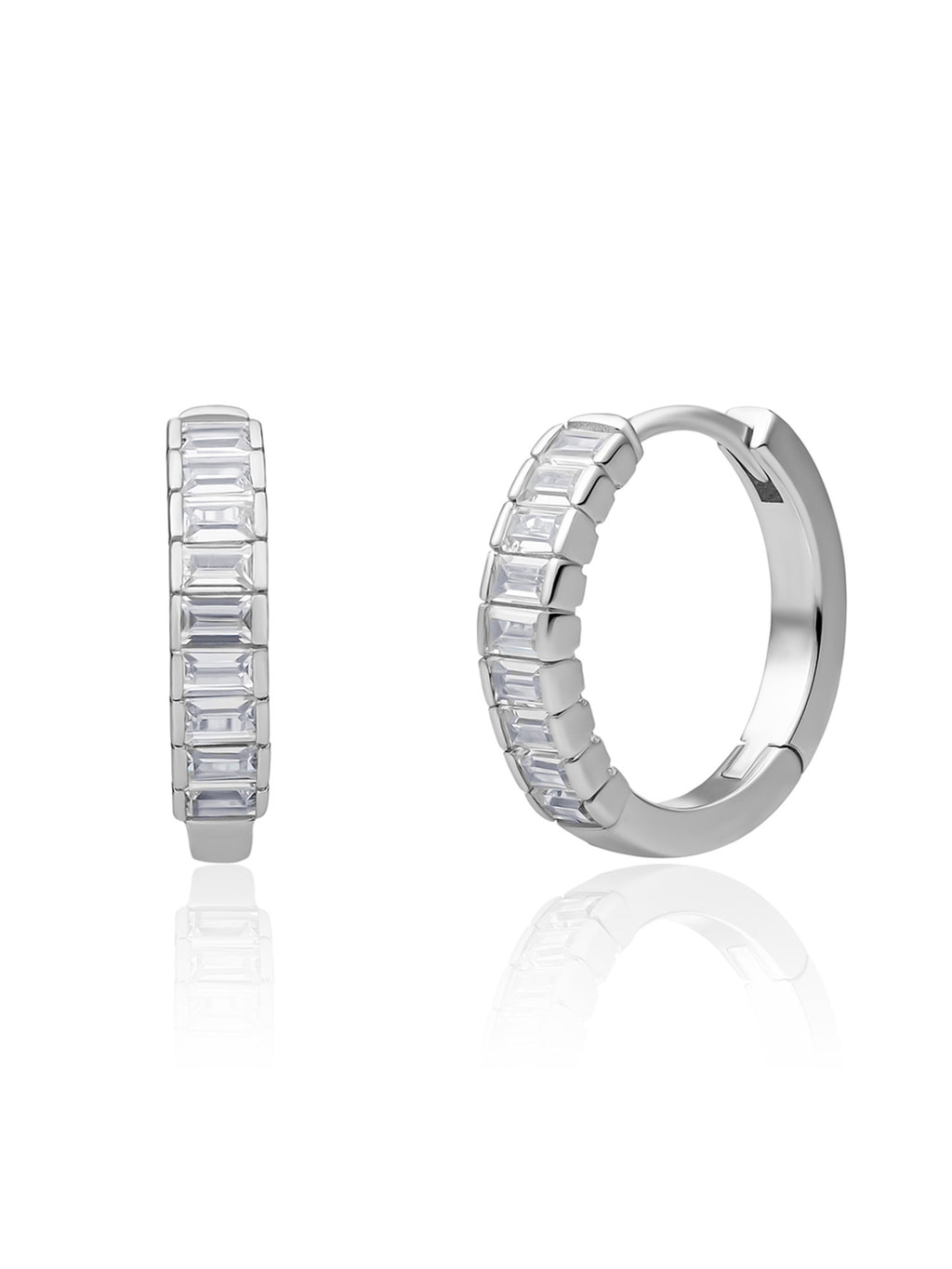 Baguette Creolen Zirconia - Rhodium Plated