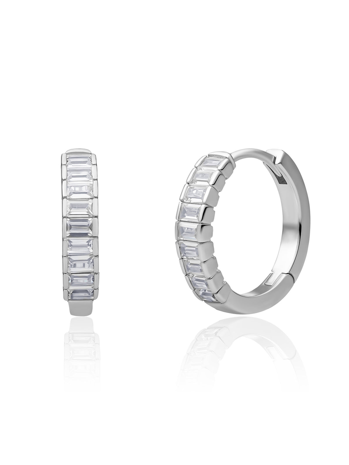 Baguette Creolen Zirconia - Rhodium Plated