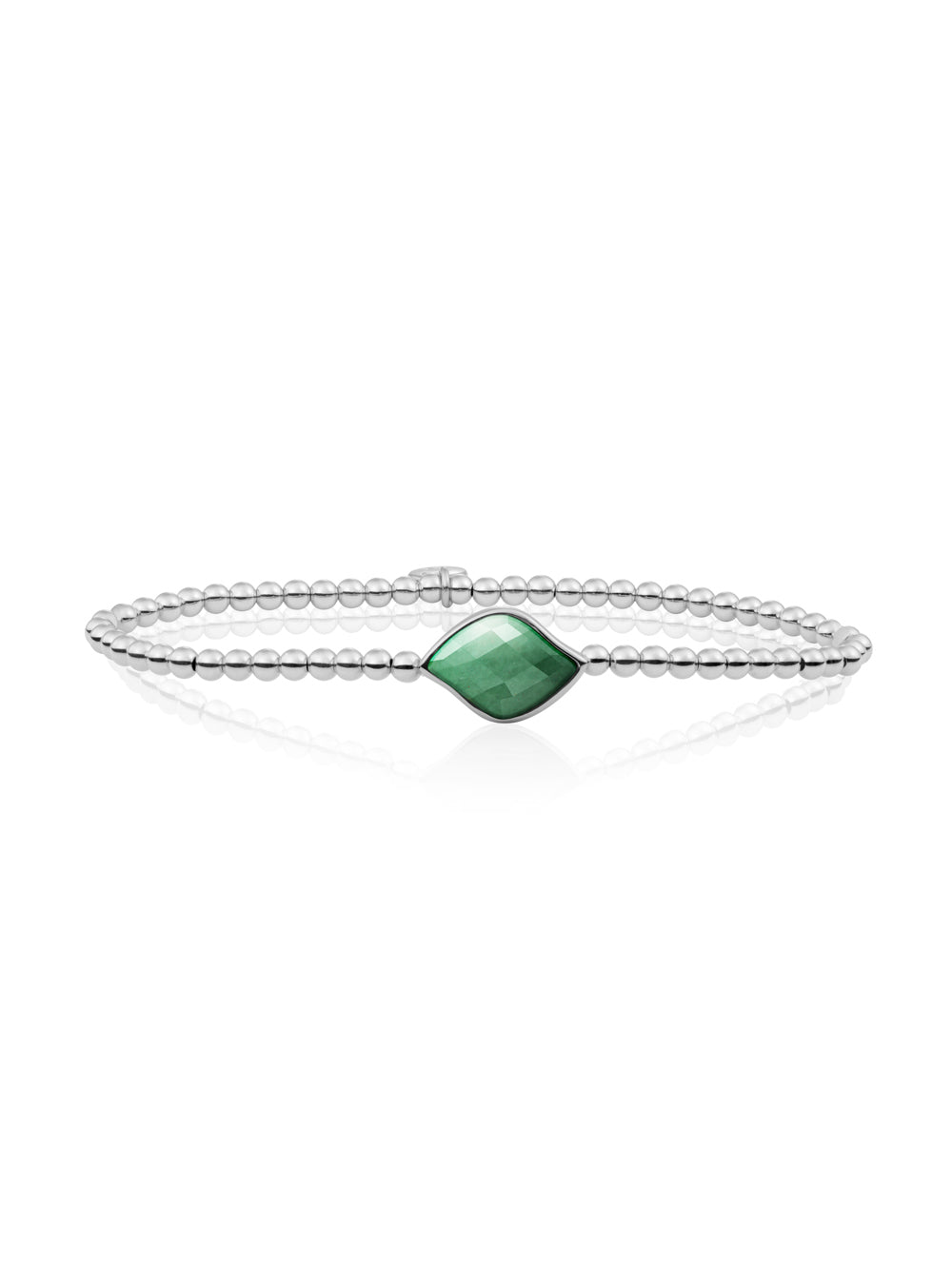 Blossom Armband Green Aventurine - Rhodium Plated