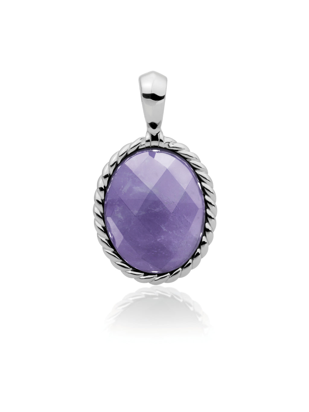 Twist Pendant Amethyst - Rhodium Plated