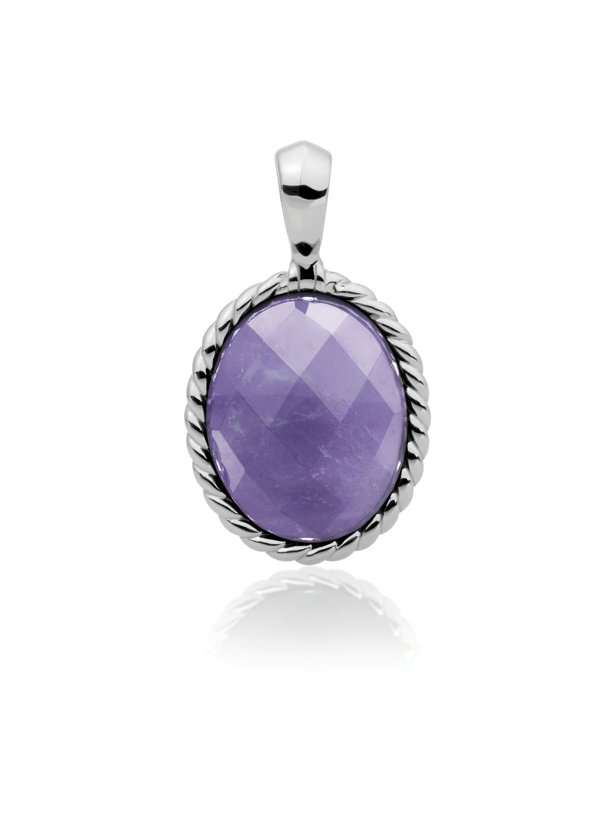 Twist Pendant Amethyst - Rhodium Plated