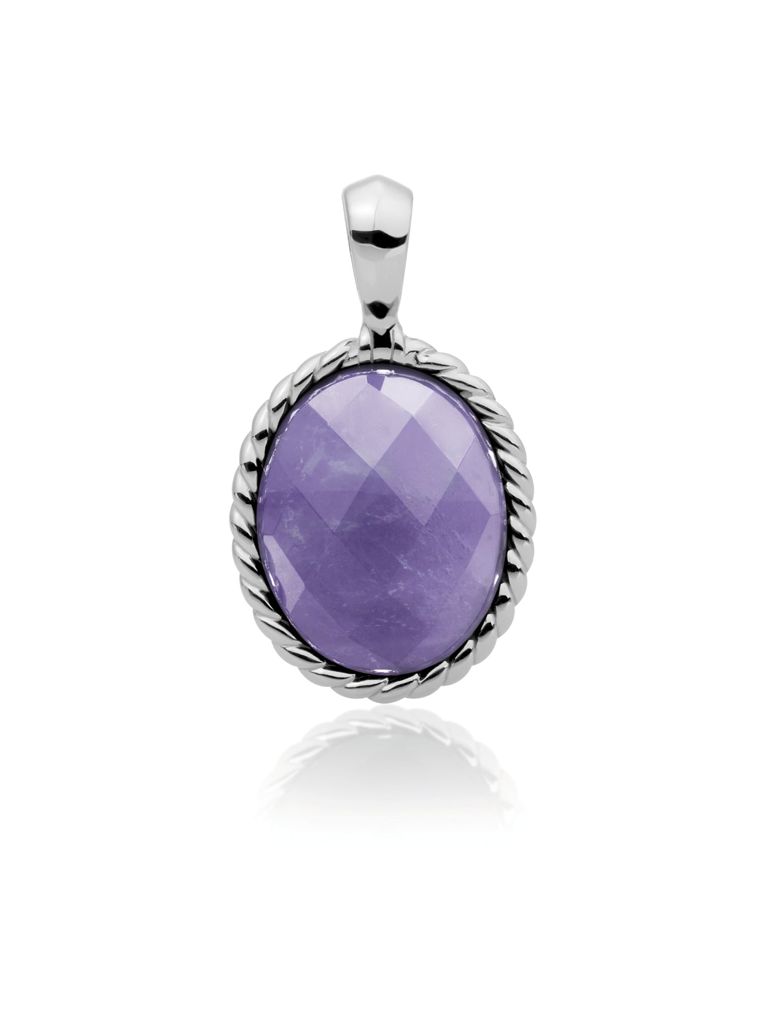 Twist Pendant Amethyst - Rhodium Plated
