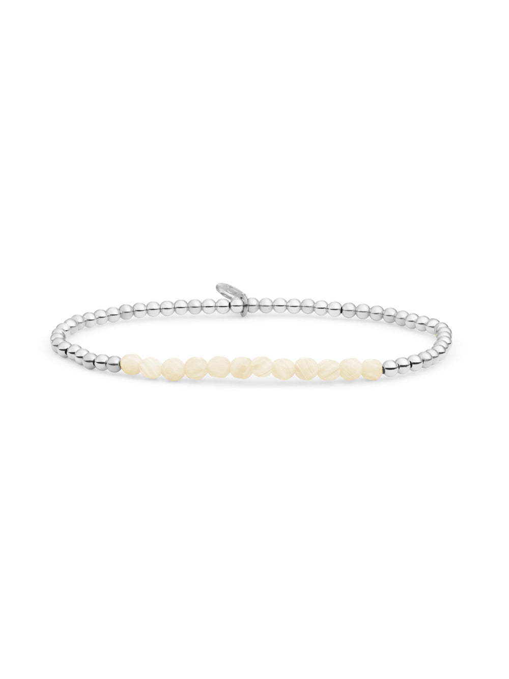 Universe Armband Beige Agate - Rhodium Plated