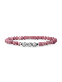 Fuse Beads Armband Pink Rhodonite - Rhodium Plated