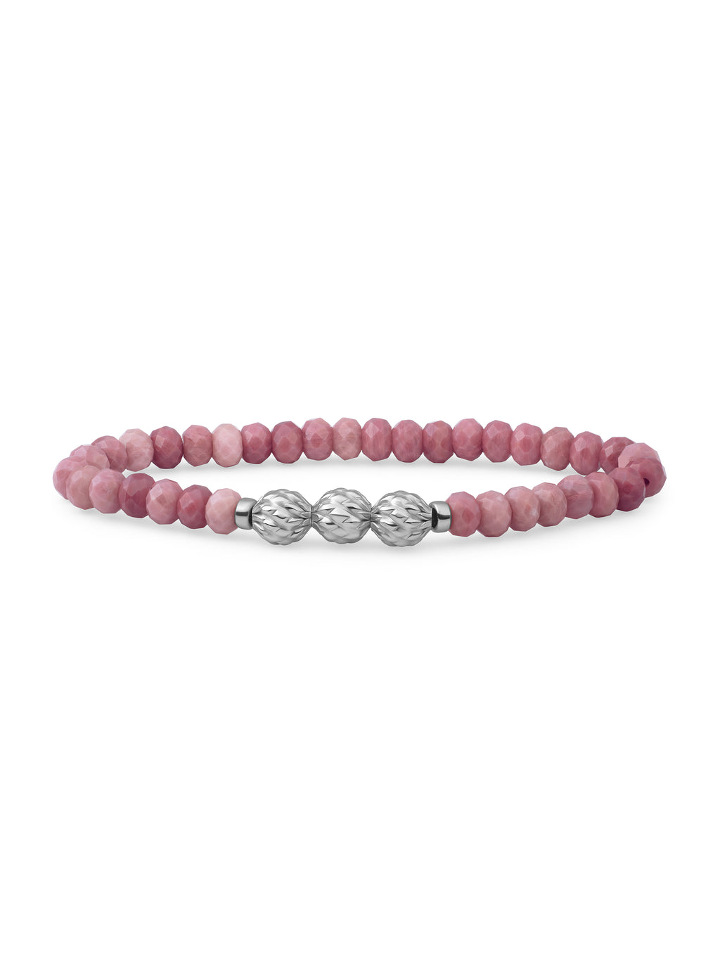 Fuse Beads Armband Pink Rhodonite - 0.00 / 0.00 / Rhodium Plated