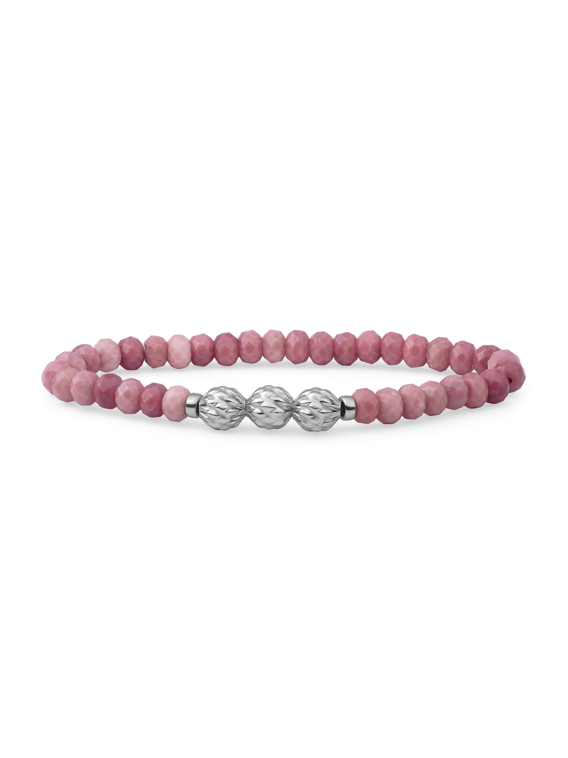 Fuse Beads Armband Pink Rhodonite - 0.00 / 0.00 / Rhodium Plated
