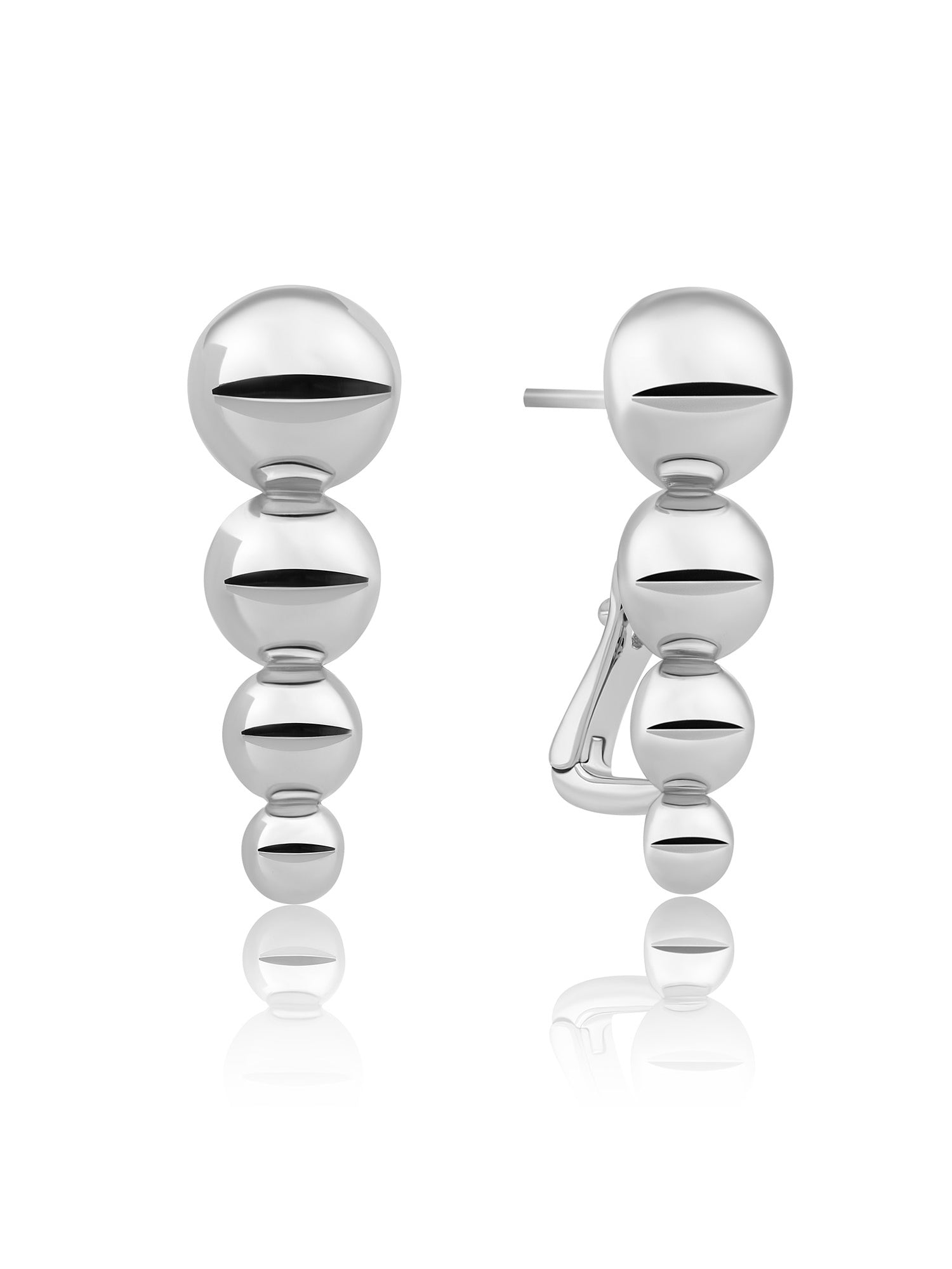Bubble Push Back Oorbellen - Rhodium Plated
