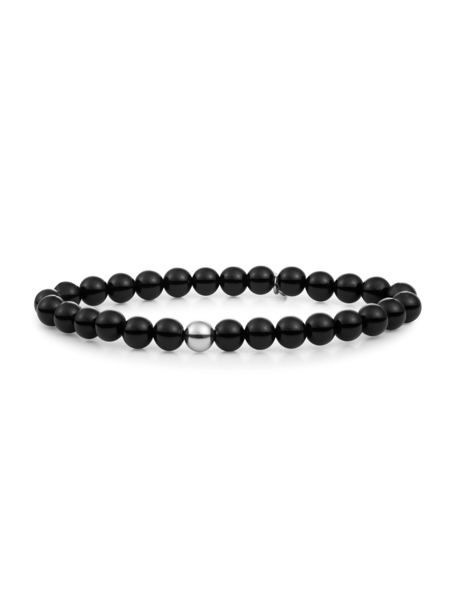 Saturn Armband Large Onyx - Rhodium Plated