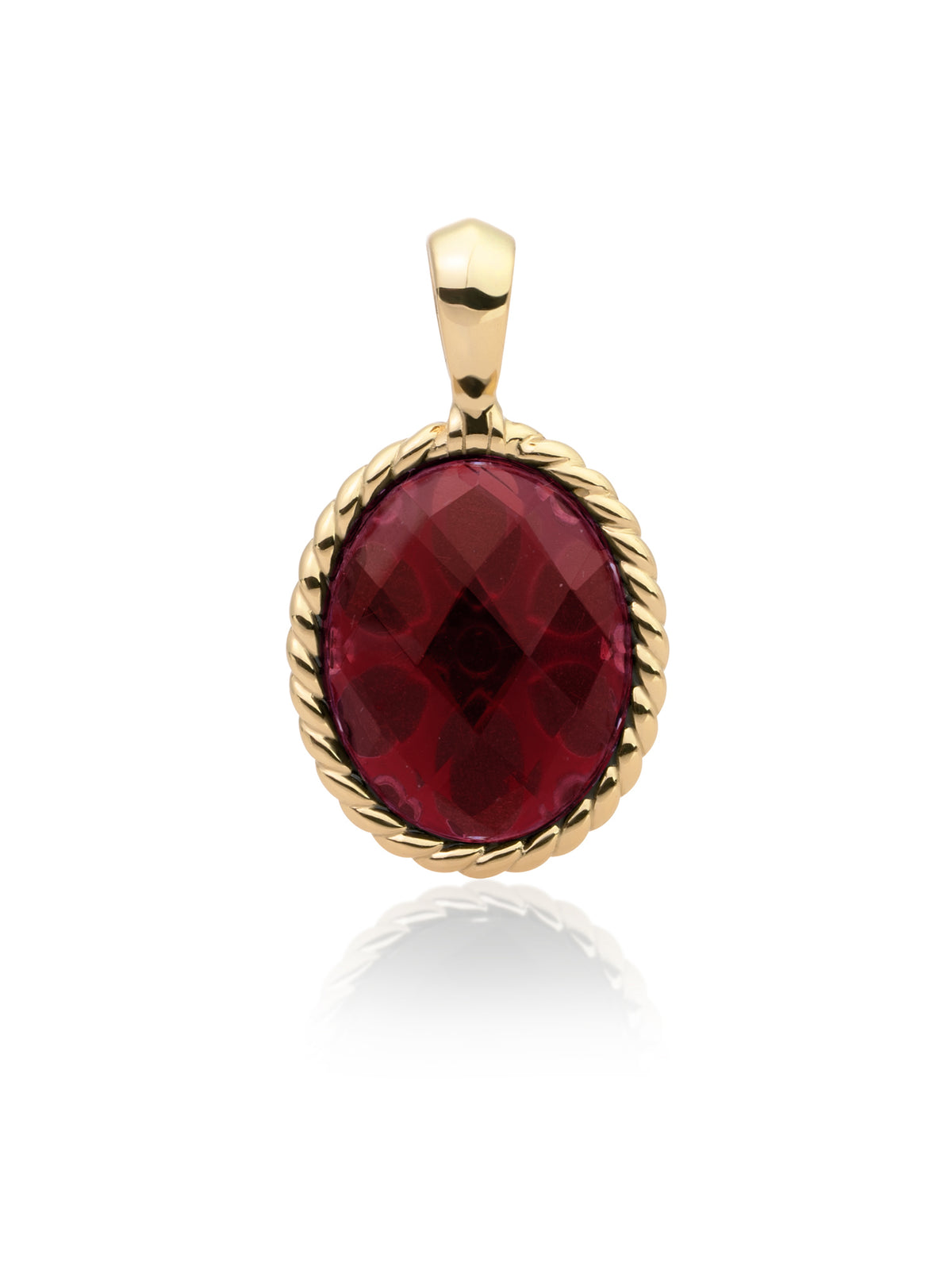 Twist Pendant Ruby Quartz - Gold Plated