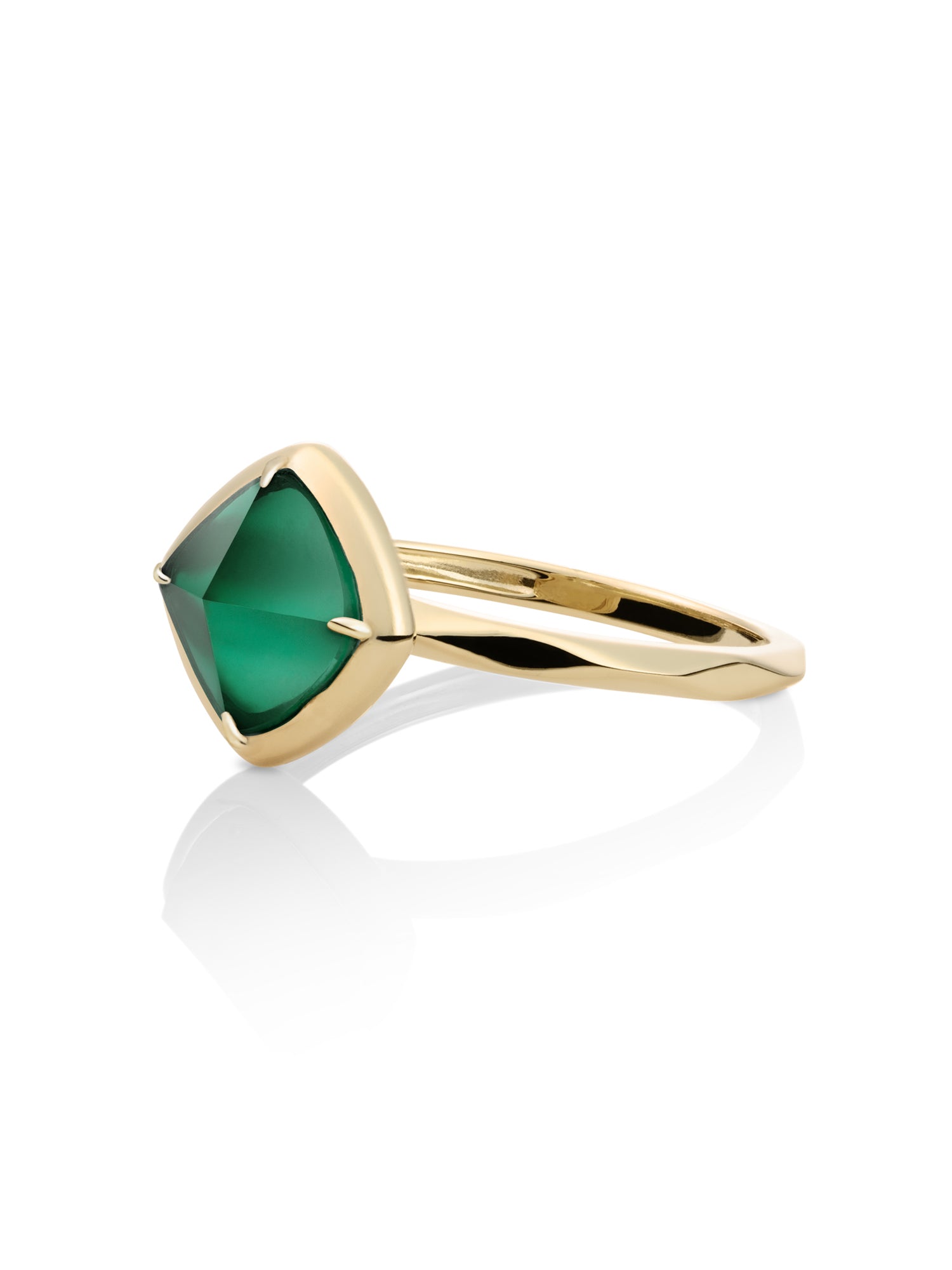 Edge Ring Petrol Green Quartz 9K Goud - 52