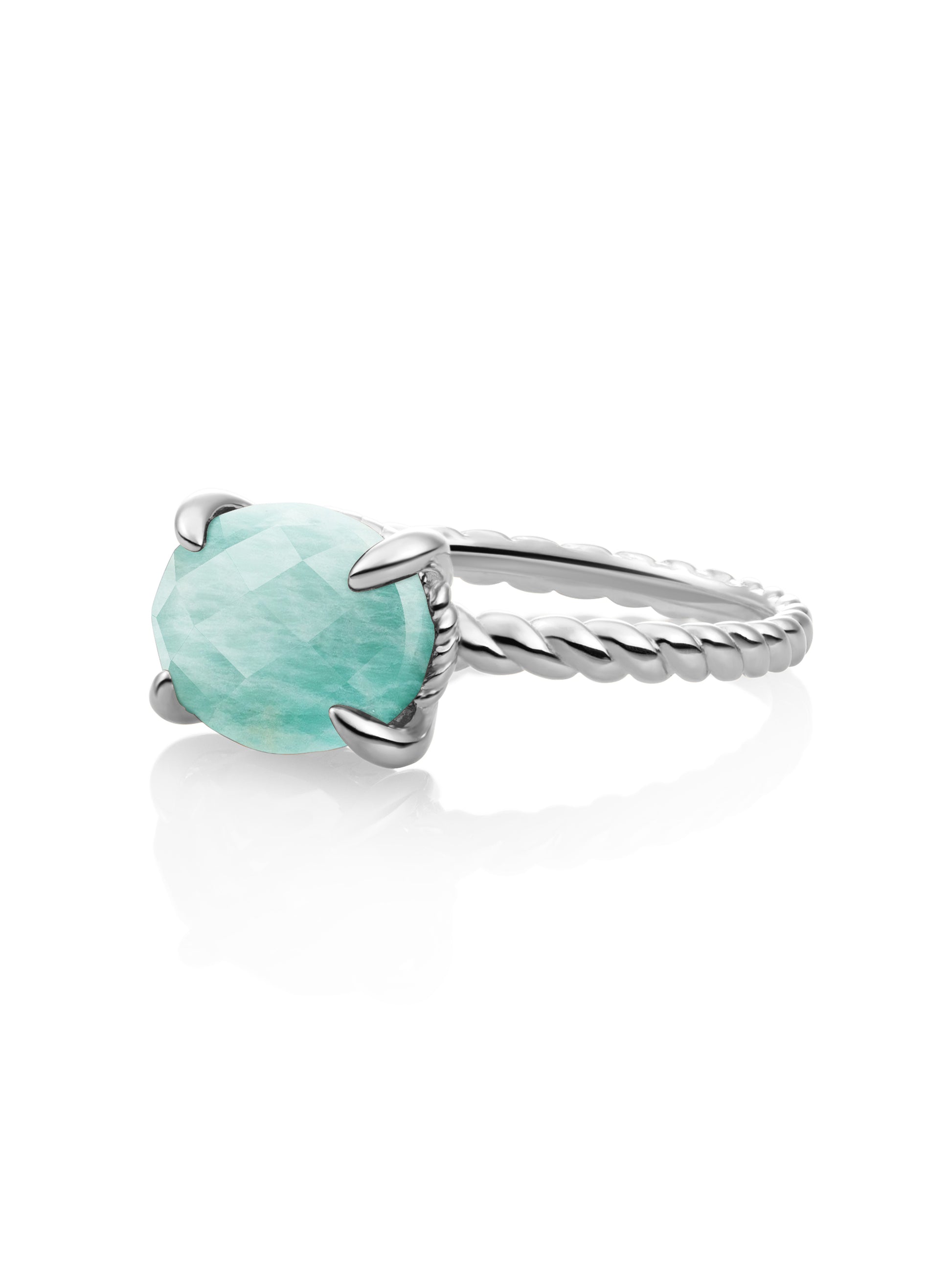 Twist Ring Rich Green Amazonite Zilver - 60