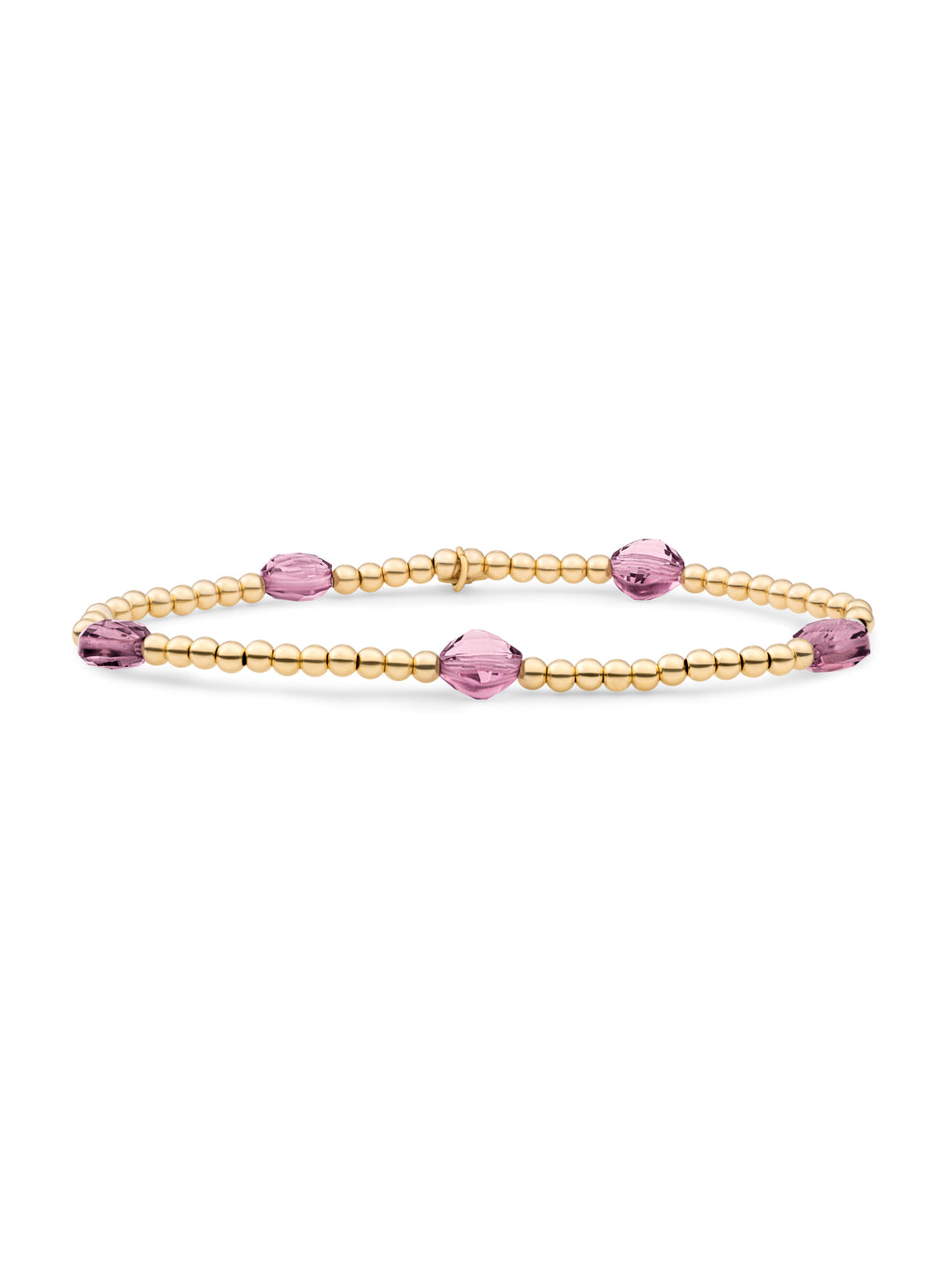 Cushion Cut Armband Aubergine Quartz - Gold Plated